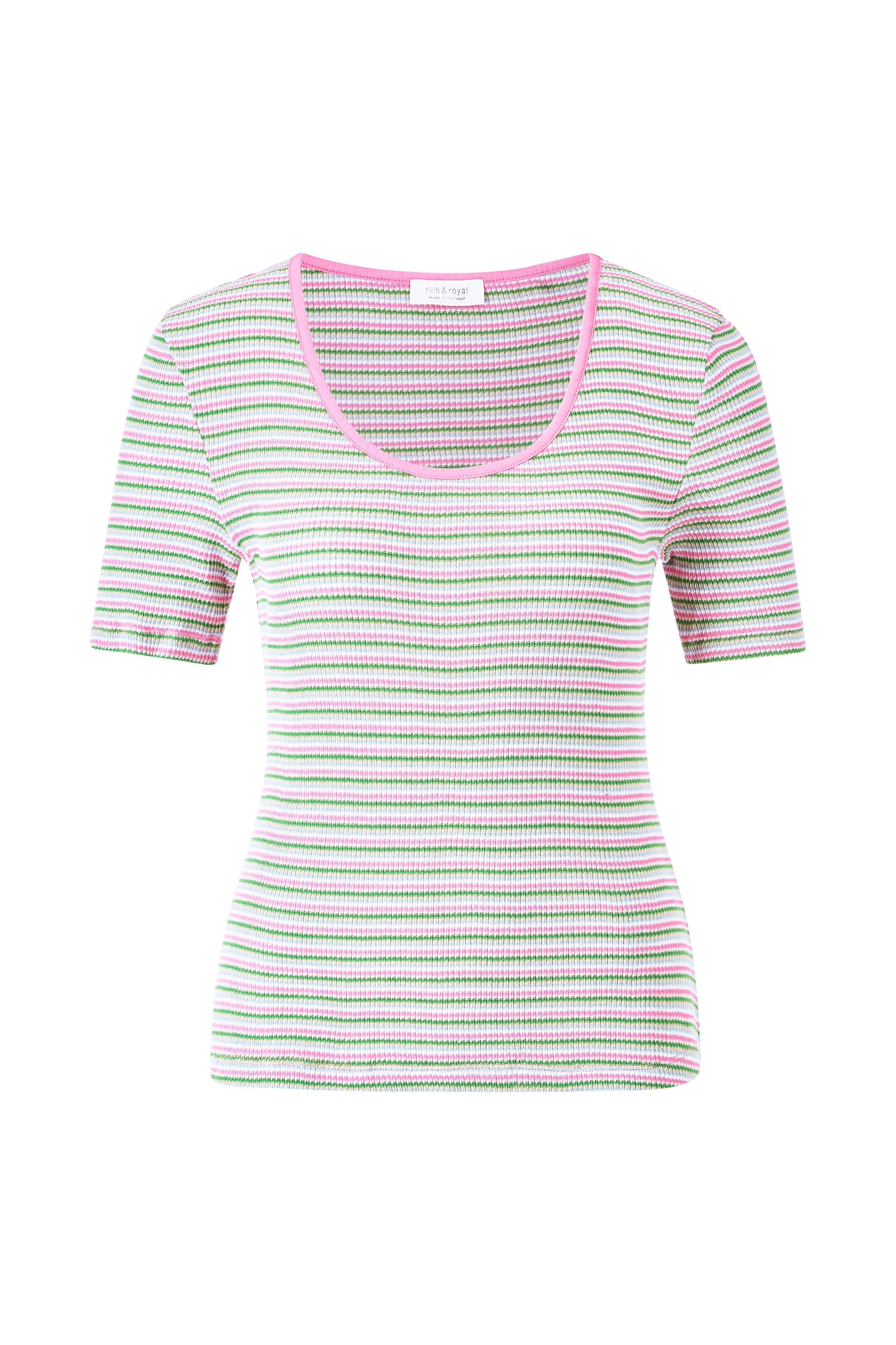 Rich & Royal Shirt met korte mouwen Met diepe ronde hals