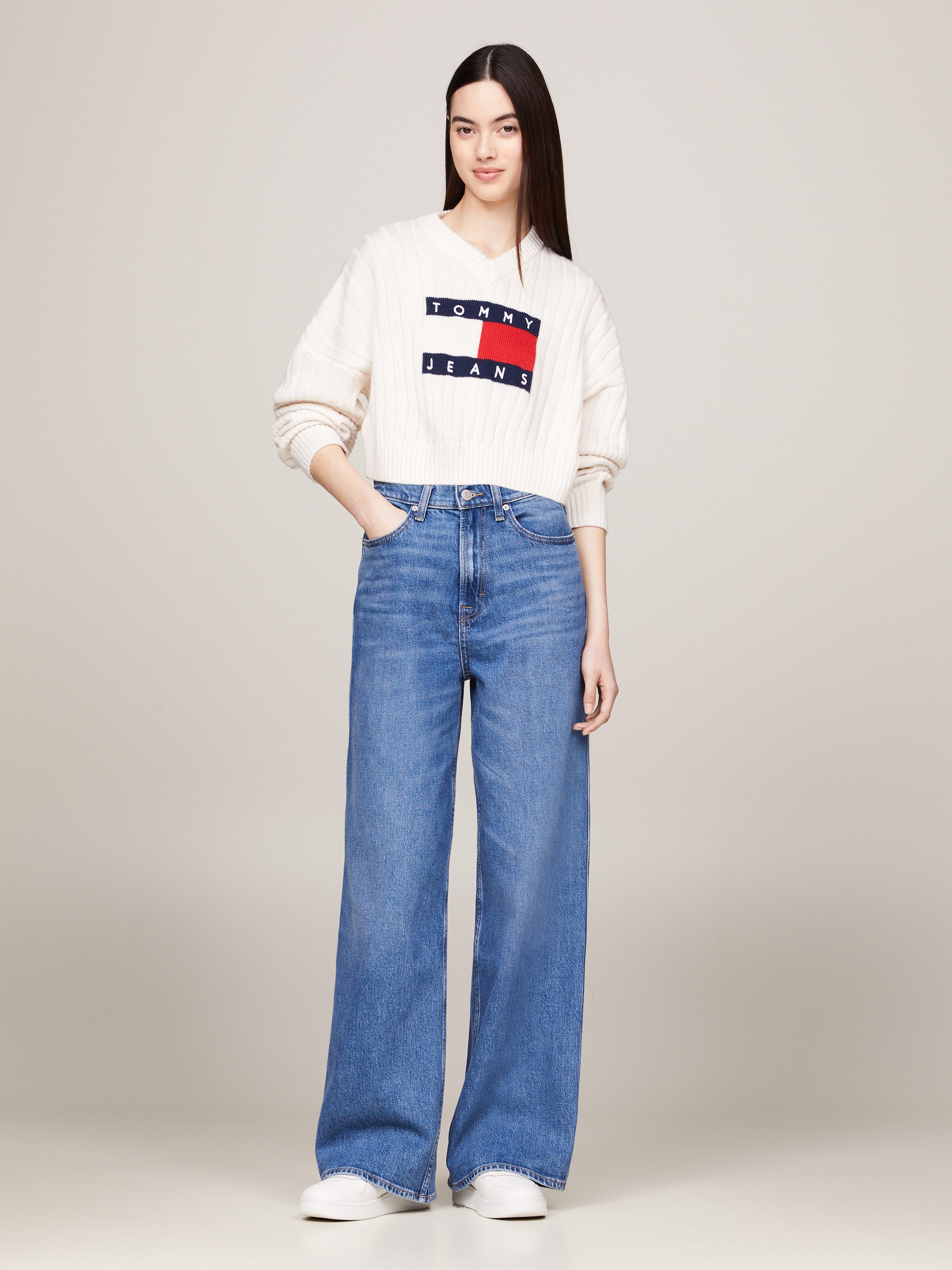 TOMMY JEANS Gebreide trui TJW VNCK CENTER FLAG SWEATER EXT