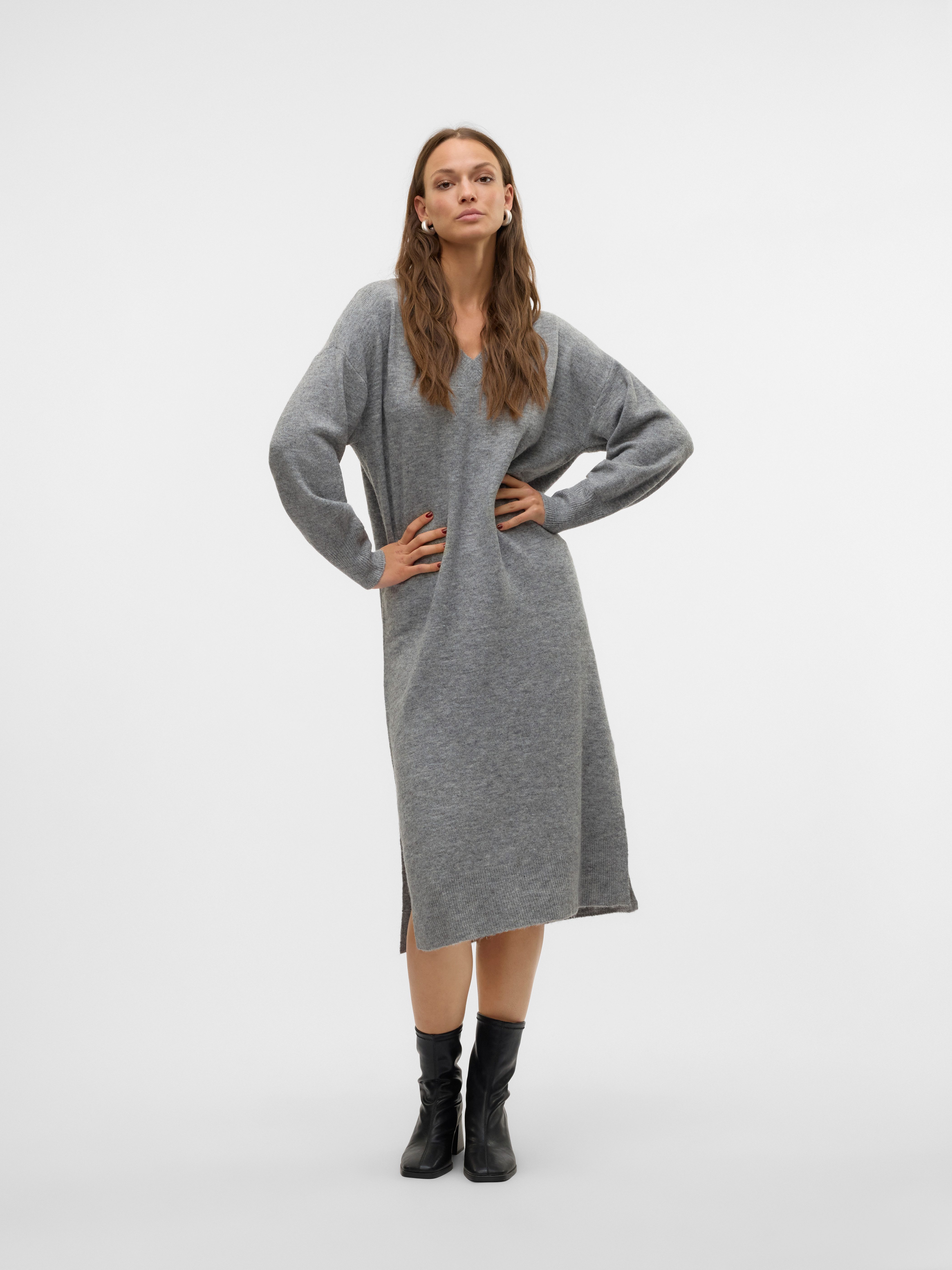 Vero Moda Gebreide jurk VMJUPITER LS V-NECK CALF DRESS BF