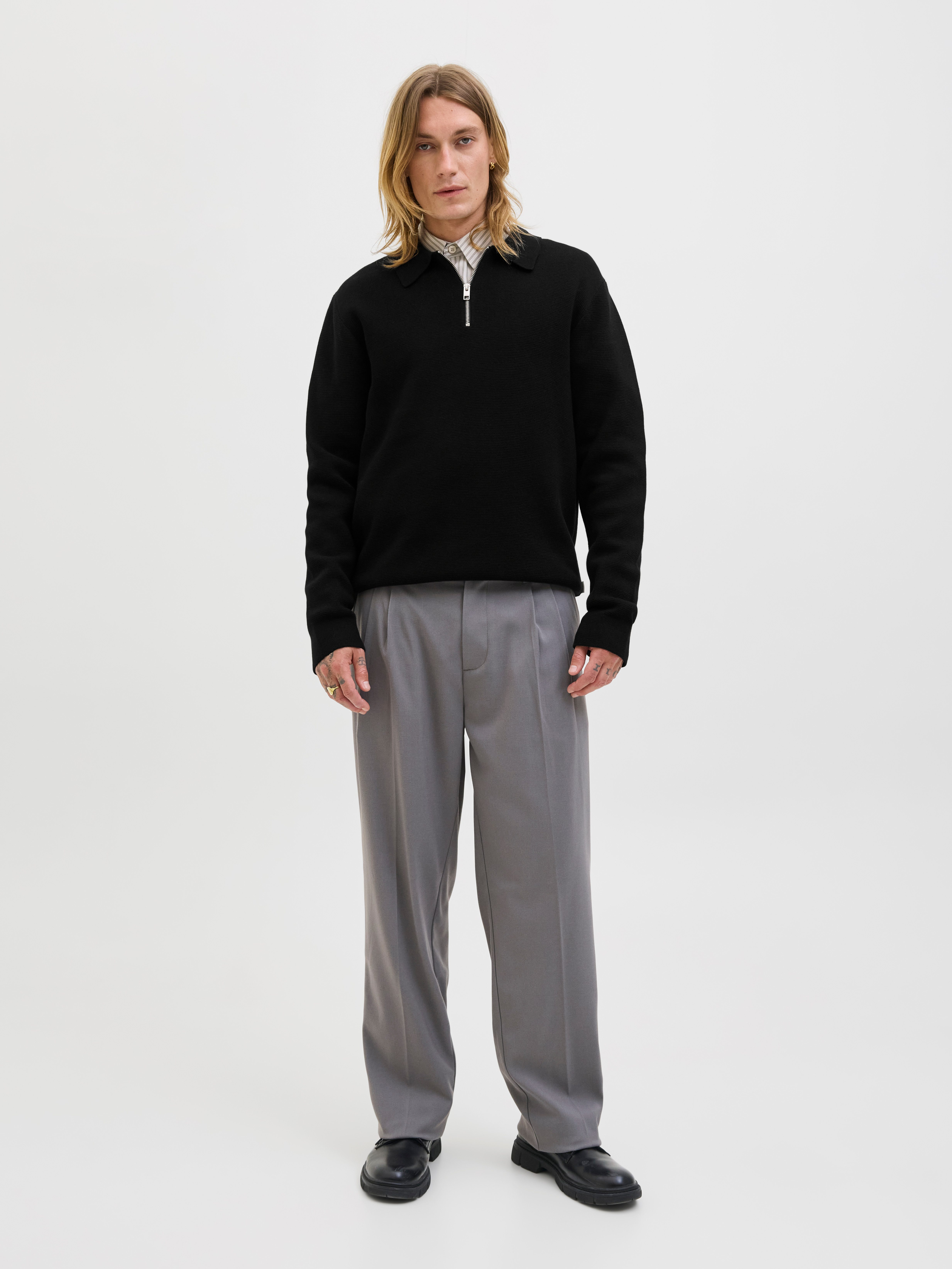 Jack & Jones Trui met polokraag JPRBLAMILANO STITCH KNIT ZIP POLO SN