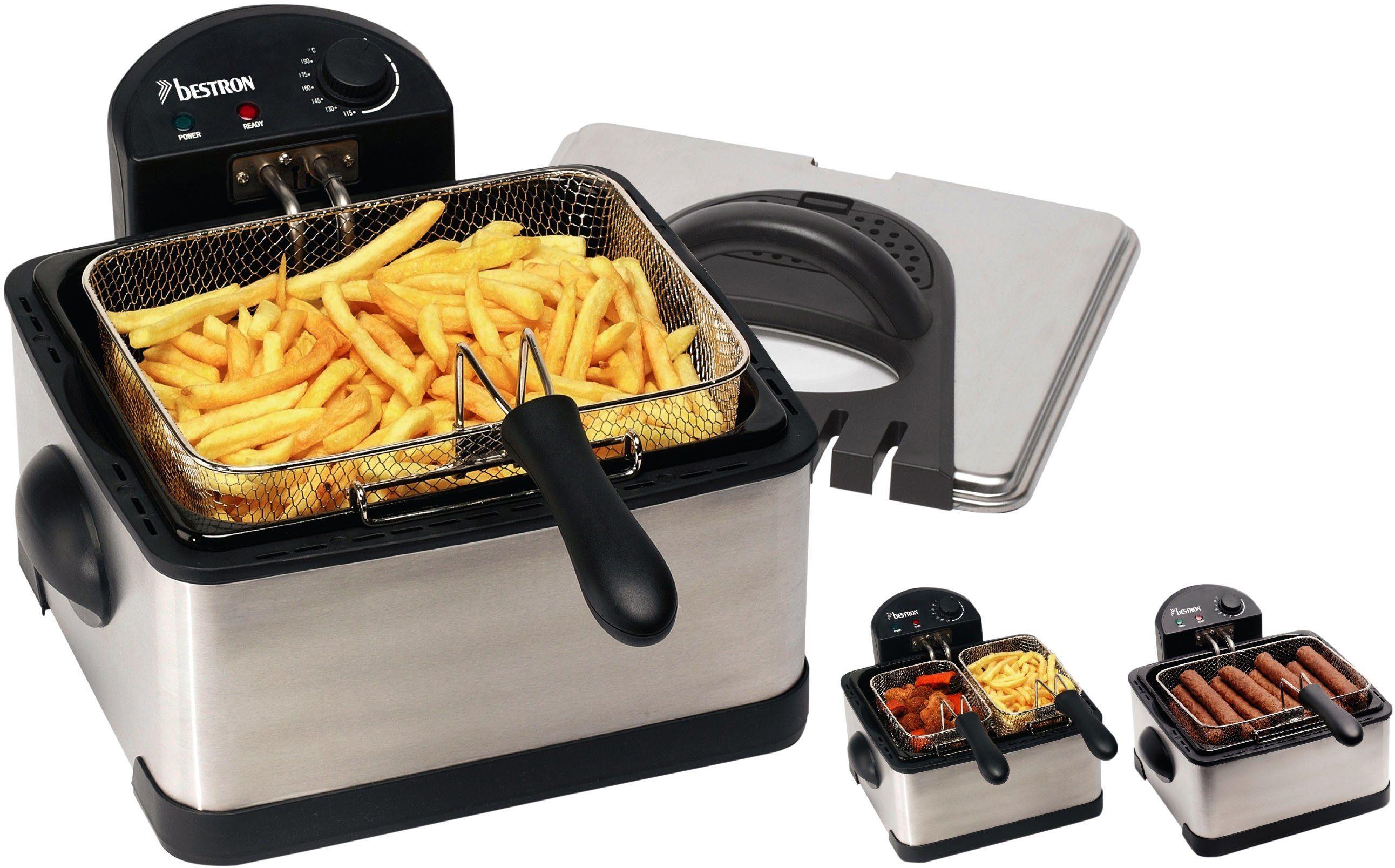 bestron Friteuse DF402B Cool Zone Capaciteit 1x ca. 1,5 kg/2x ca. 0,75 kg, 3 frituurmanden, 4 liter