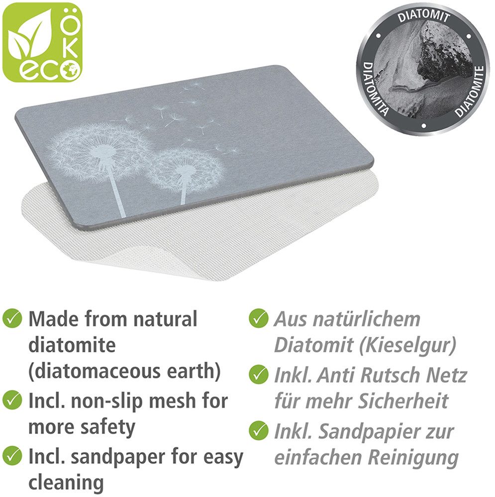 WENKO Badmat Model Astera antislip, sterk waterabsorberend, van kiezelgur (1 stuk)