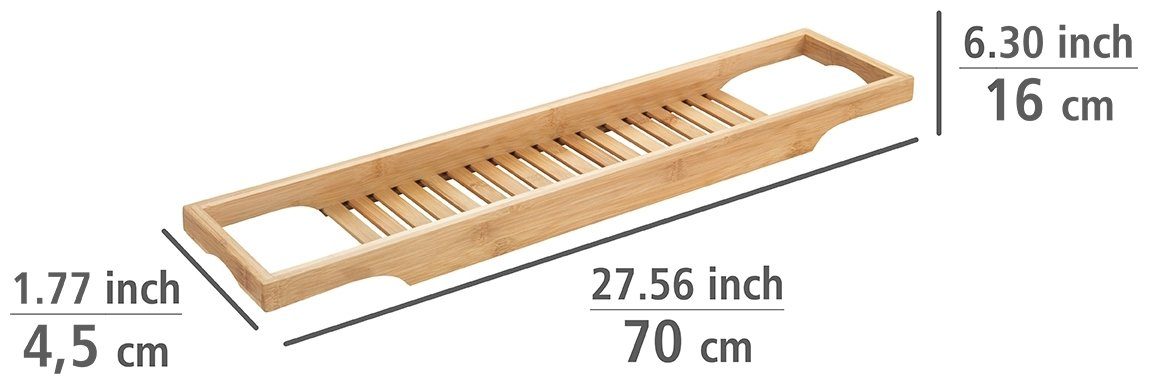 WENKO Badkuipplateau Bambusa BxDxH: 70x16x4,5 cm, badplank van bamboe (1 stuk)