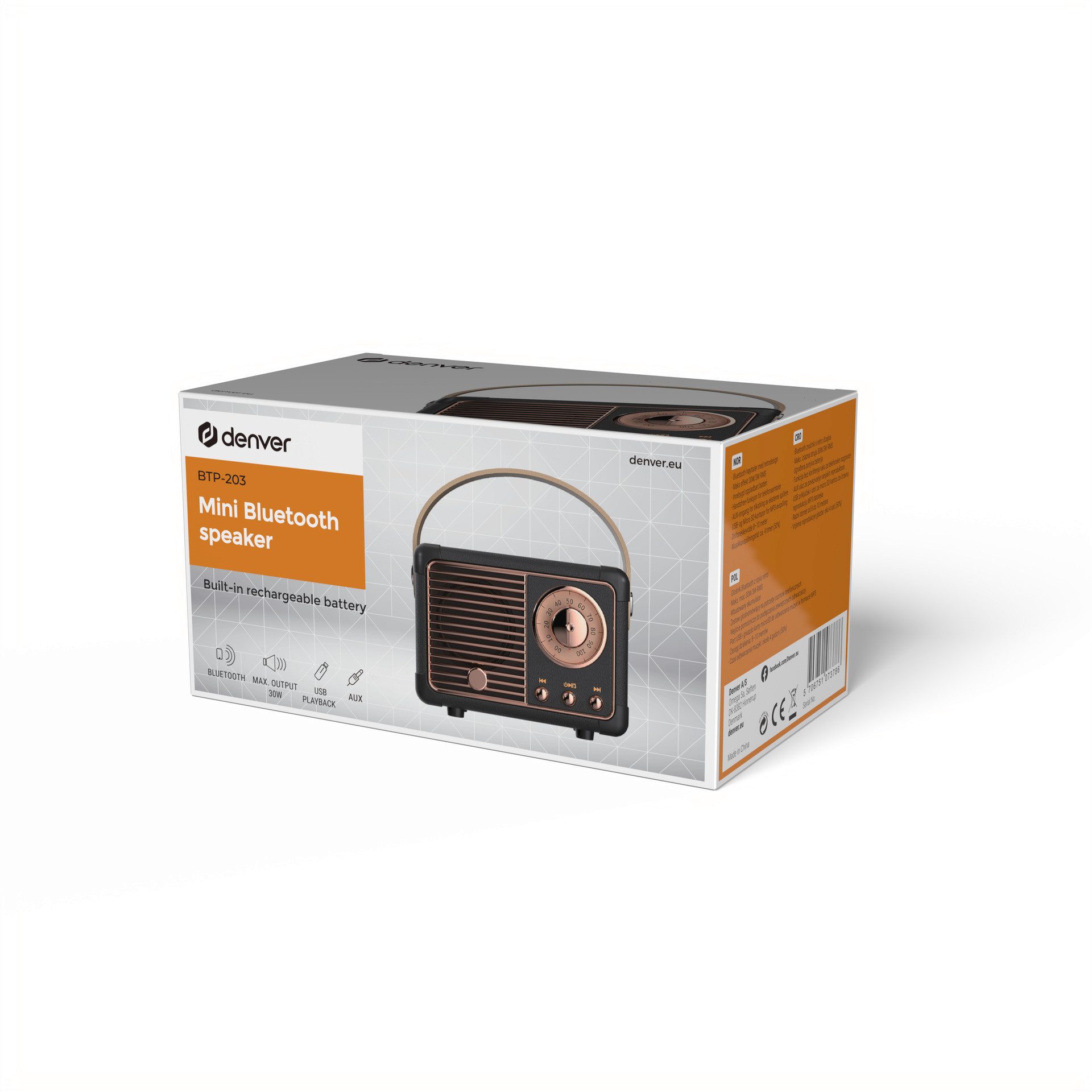 Denver Bluetooth luidspreker BTP-203 retro BT-luidspreker