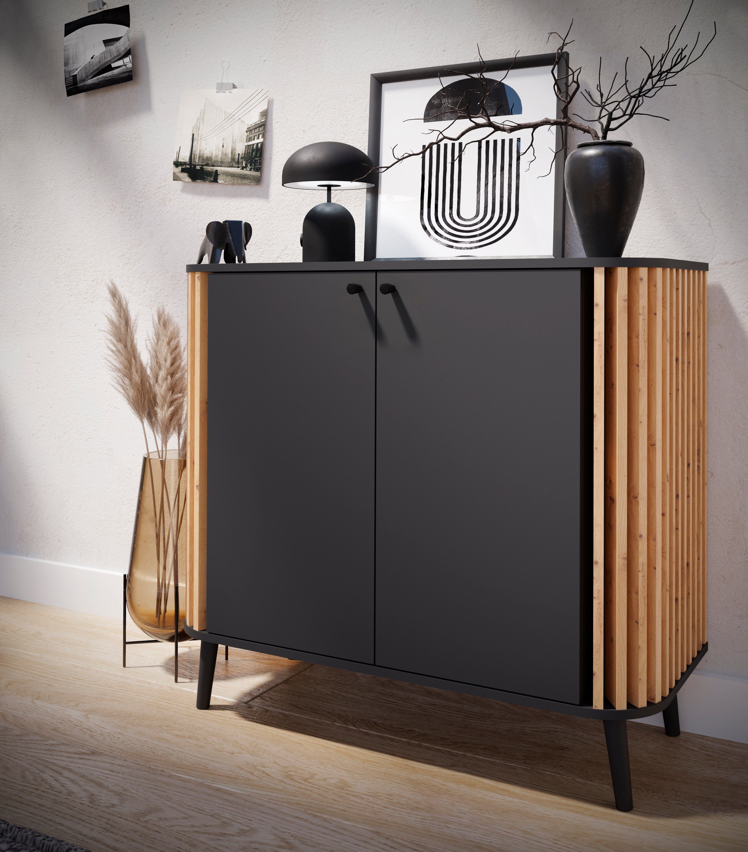 INOSIGN Kast Stavanger, Breedte 92 cm, Paneel-stokjes-uitstraling, 2 Deuren, 2 Vakken (1 stuk)