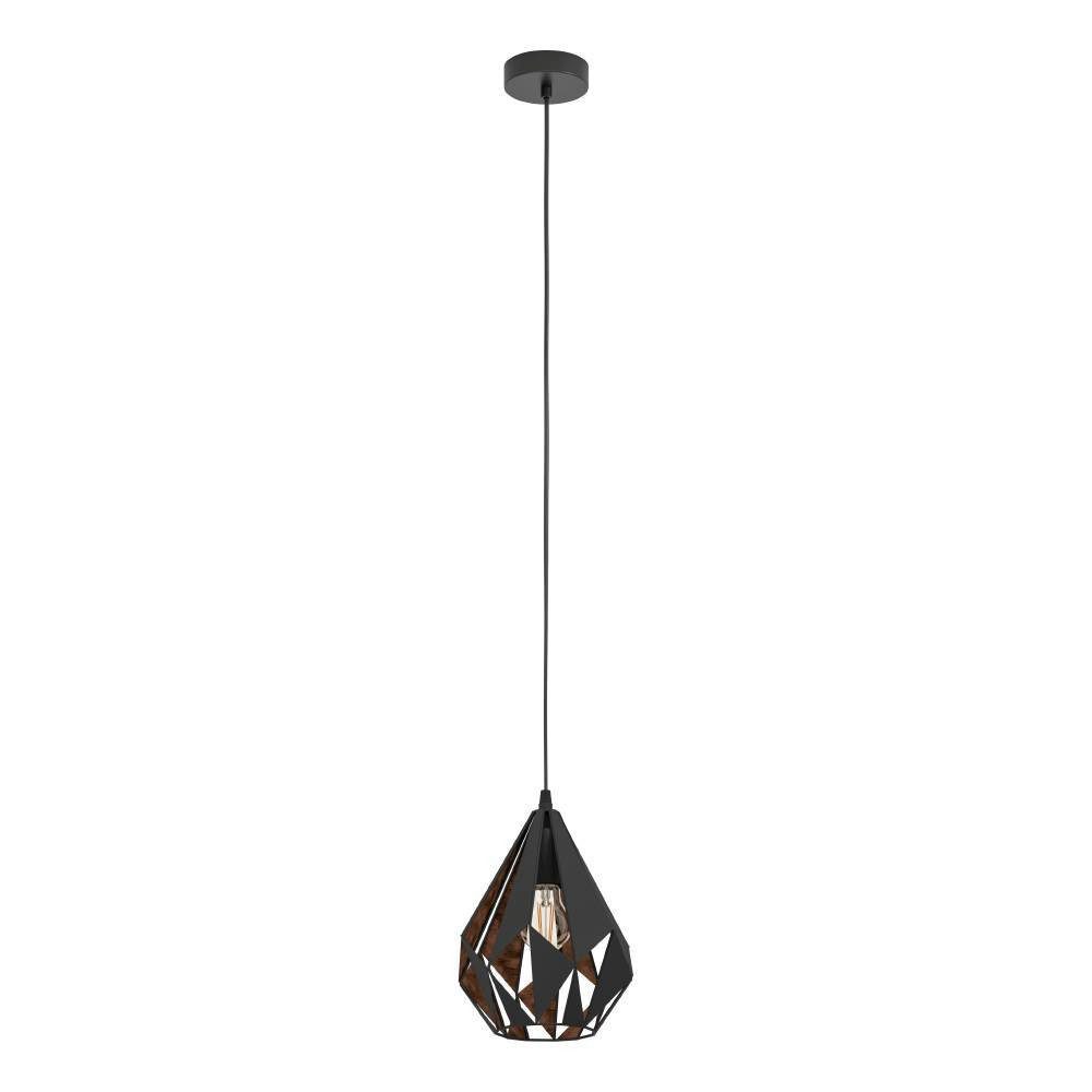 EGLO Hanglamp CARLTON 1 hanglamp, zwart-koper, staal, excl. lichtbron Vintage hanglamp, retro hanglamp, fitting: E27, Ø 20,5 cm