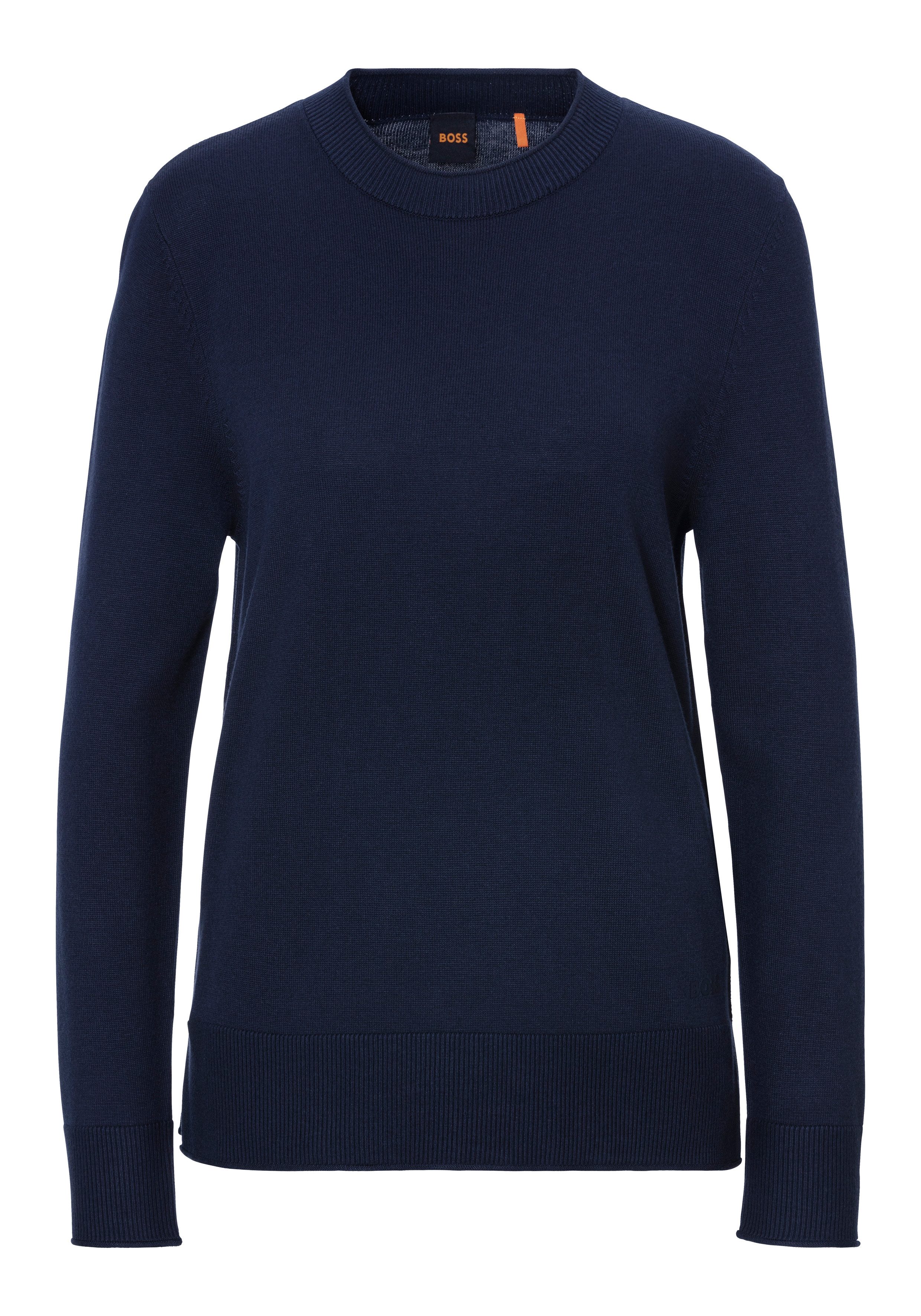 Boss Orange Gebreide trui C_Fanikale klassieke basic trui, ronde hals dames truien maat XS blauw