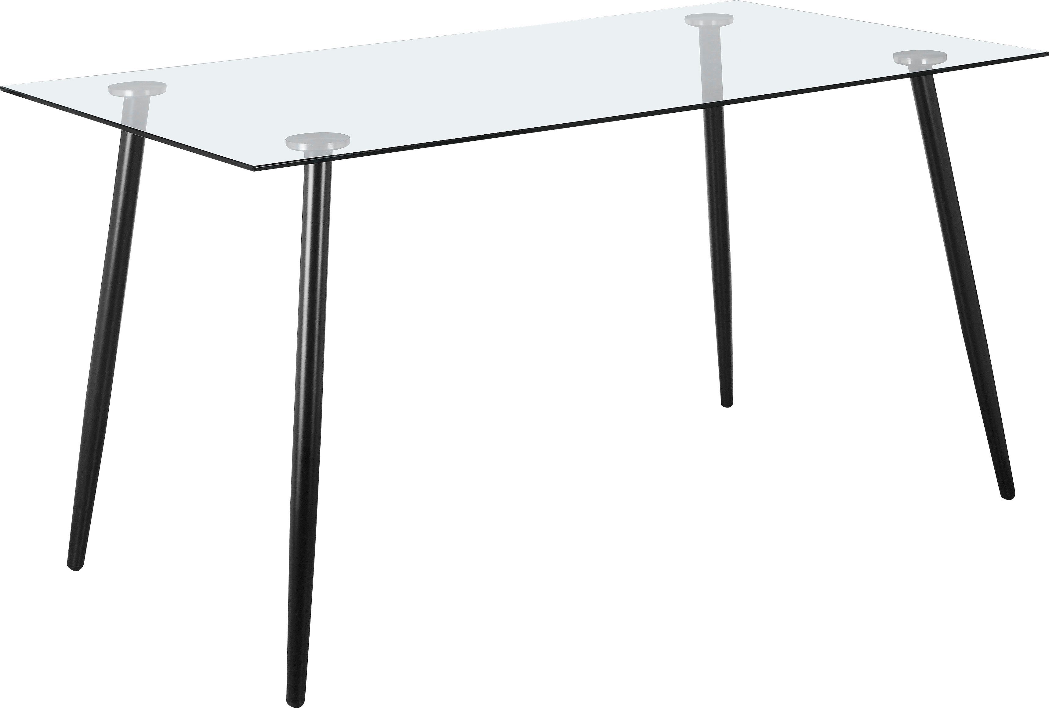 INOSIGN Eethoek Darcel/Danny glazen tafel Sledestoel eetkamerstoel, tafel met vaste plaat (set, 5-delig)