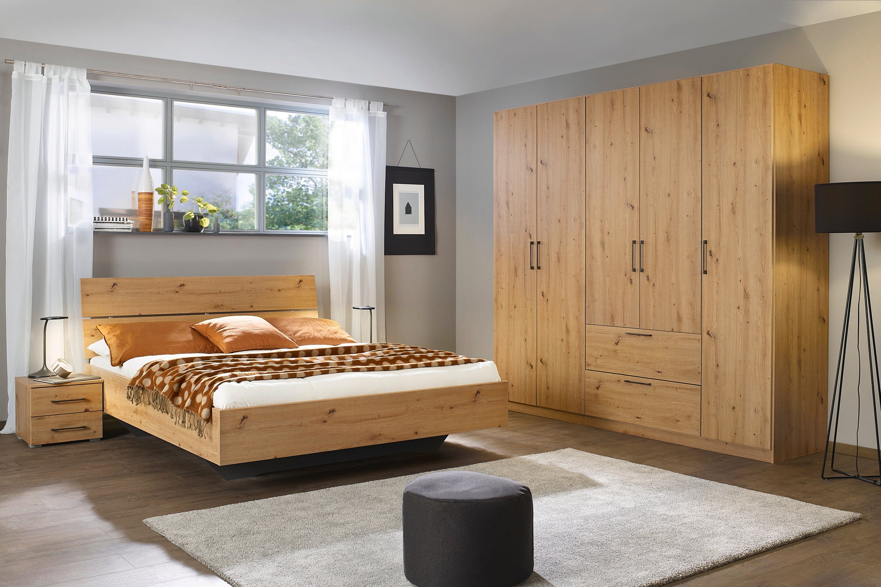 Slaapkamerserie Compleet slaapkamer Challenger (Set van 4 delen) Kast 2 breedtes, bed 3 breedtes, 2 nachttafels MADE IN GERMANY