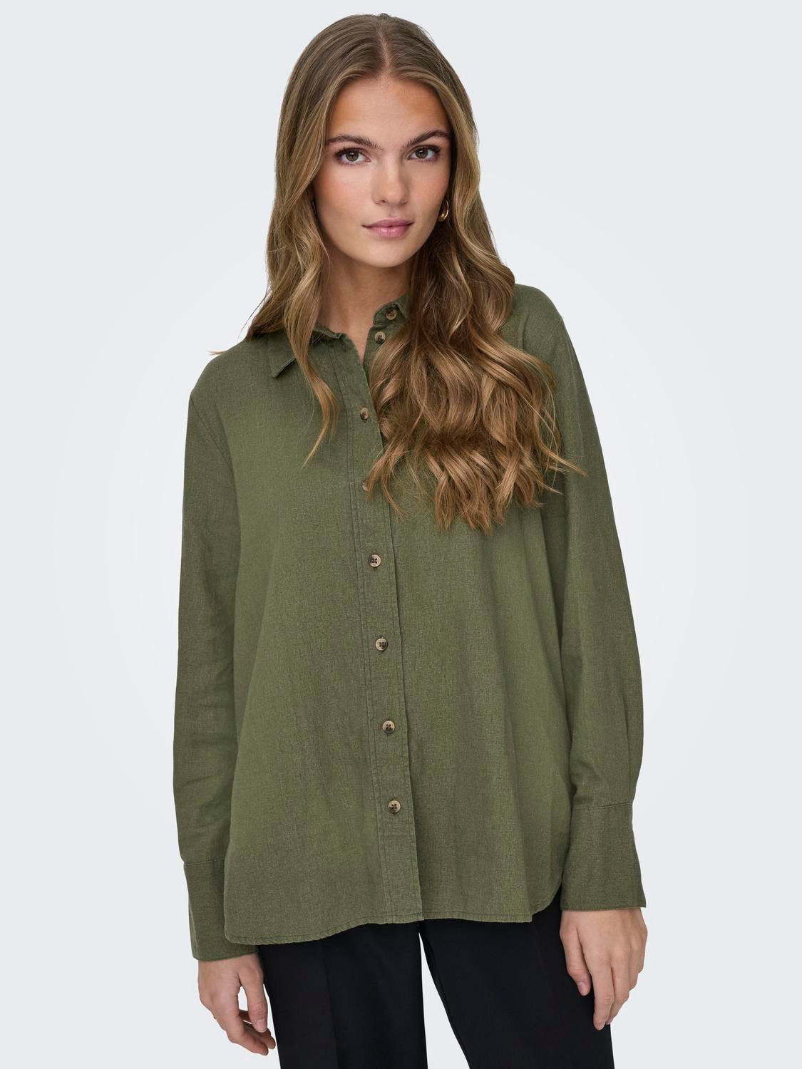 JDY Overhemdblouse JDYSAY L/S LINEN LOOSE SHIRT WVN NOOS