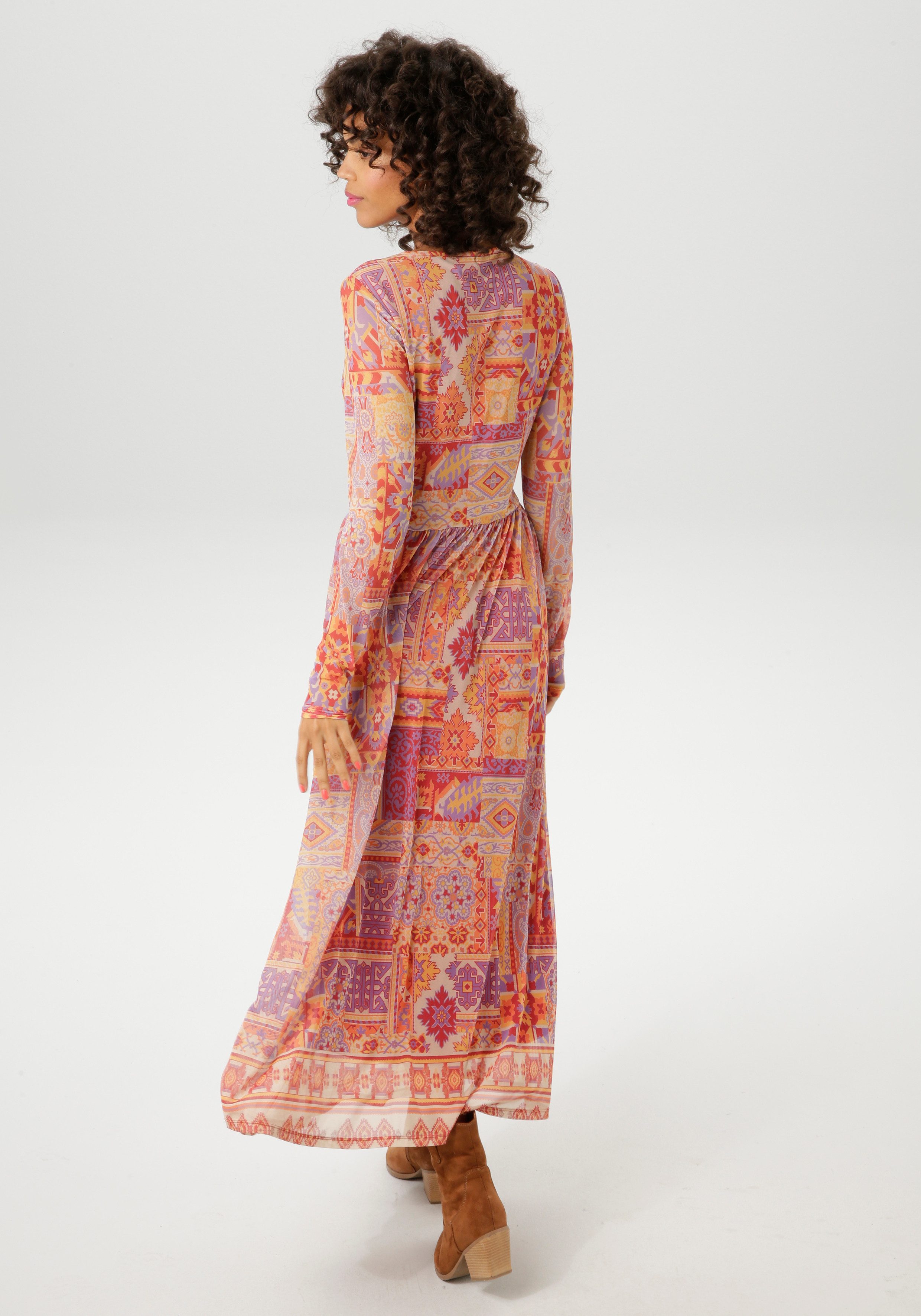 Aniston CASUAL Midi-jurk met kleurharmonieuze etnische print nieuwe collectie