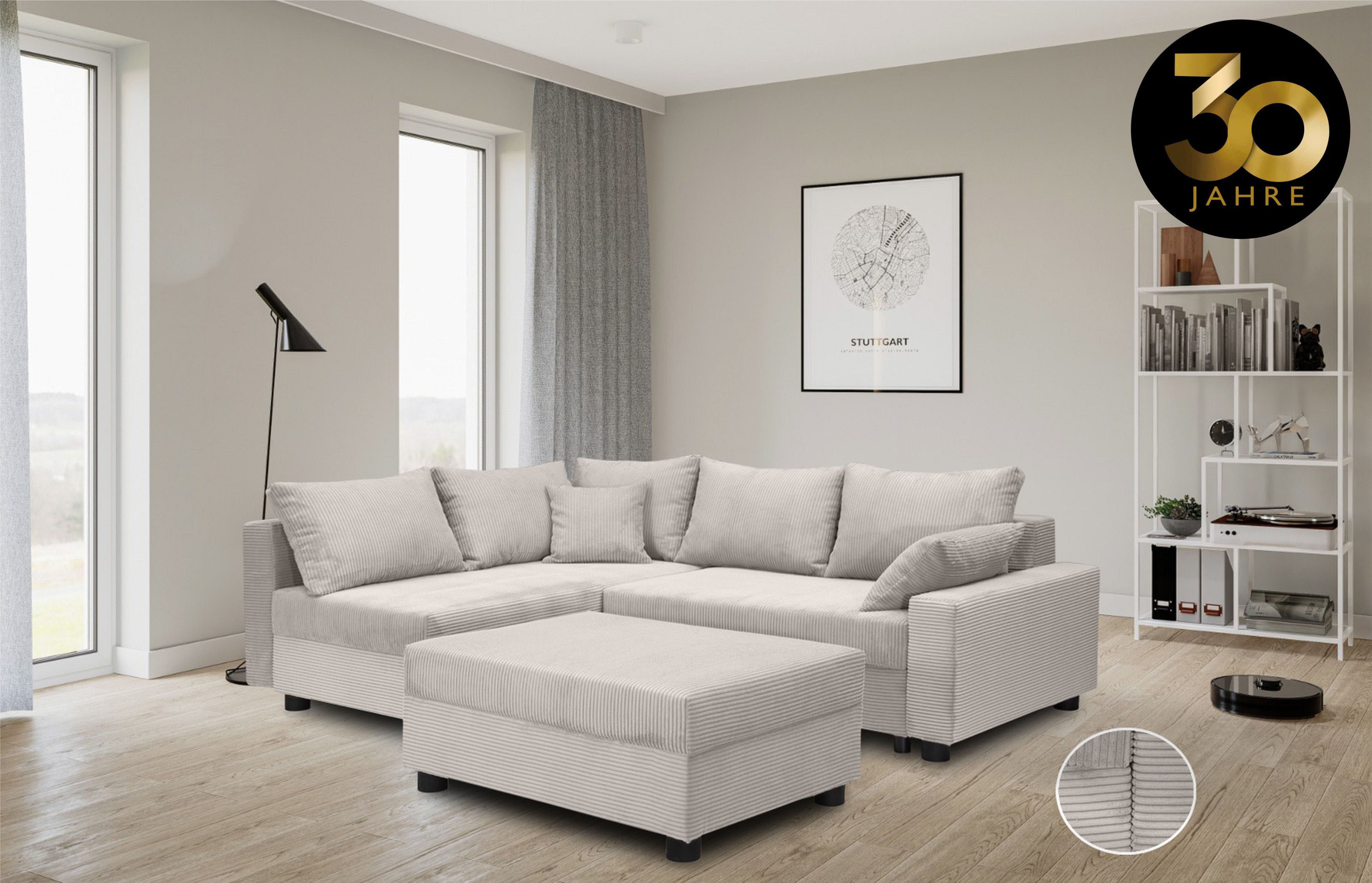 COLLECTION AB Hoekbank Parma L-vorm met slaapfunctie en bedlade, inclusief kussens, bonell-federkern