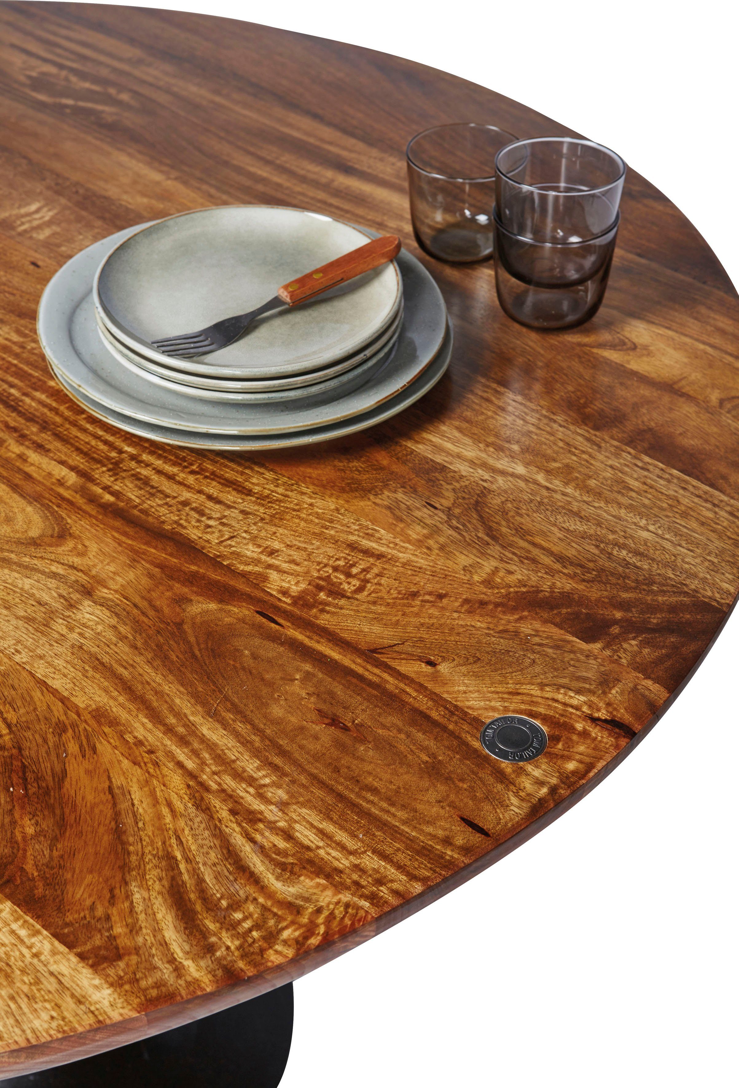 TOM TAILOR HOME Eettafel T-MODERN TABLE ROUND van mangohout, knoopdetail, moderne elegantie door afgeronde rand