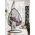 destiny hangende stoel coco drop polyrotan-staal, inclusief zit- en rugkussen grijs