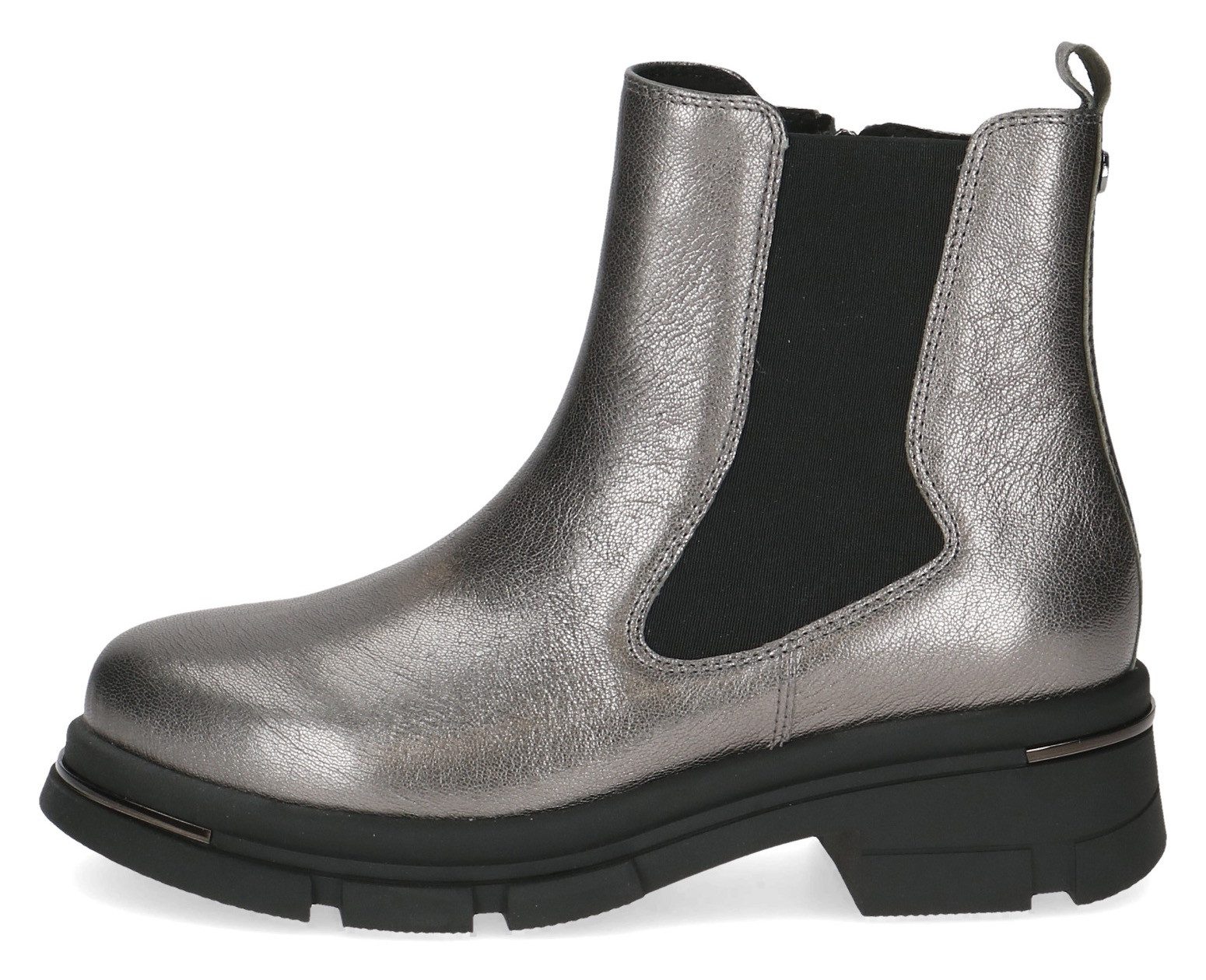 Caprice Chelsea-boots , blokhak, plateau, enkellaarsje in opvallende metallic-uitstraling