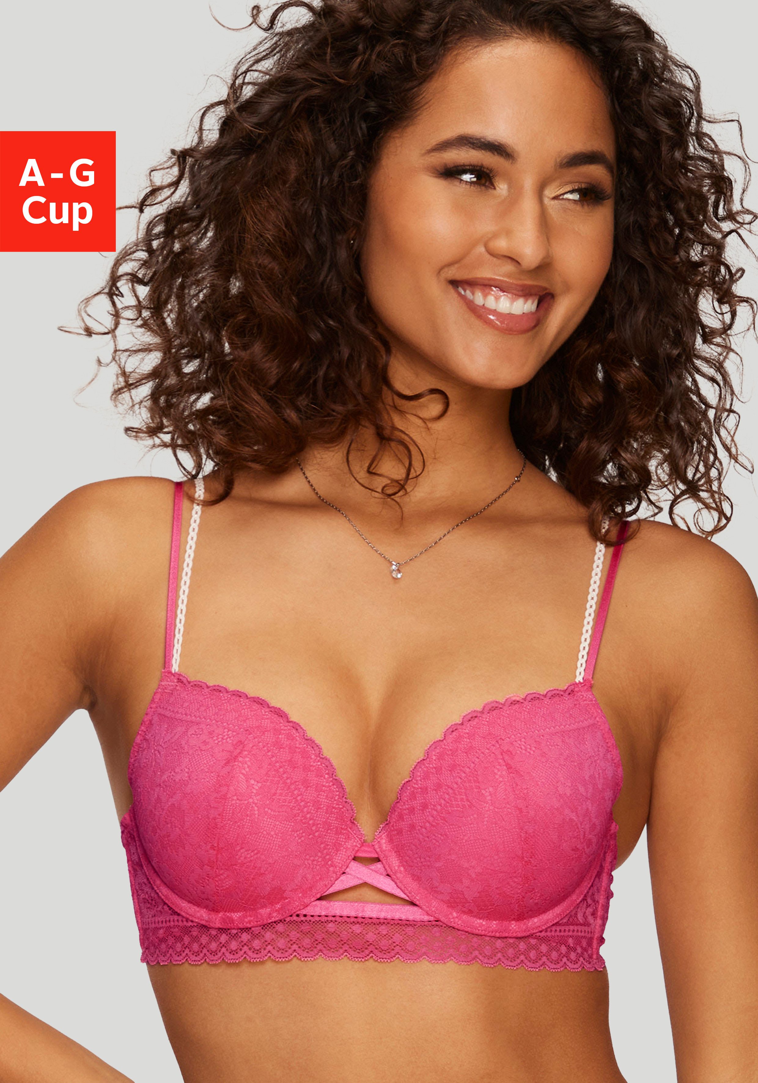 Vivance Push-up-bh Viola met kant van deels gerecycled polyamide, sexy lingerie dames push-up bh's maat C C roze