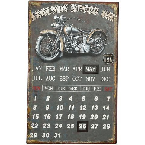 Ambiente Haus metalen bordje Metallbild Kalender Biker 25x40cm