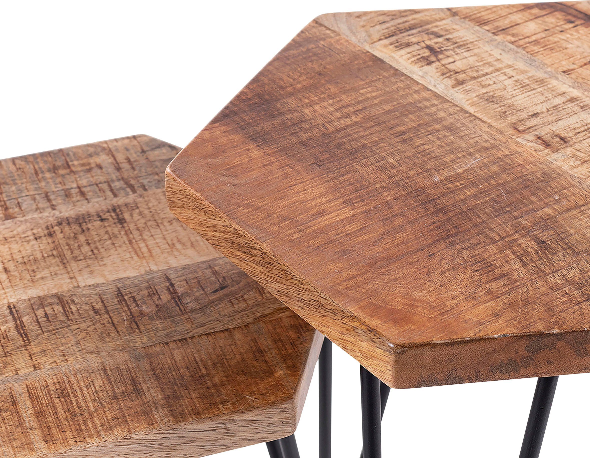 byLIVING Bijzettafel Elea van massief hout, bestaand uit 2 tafels