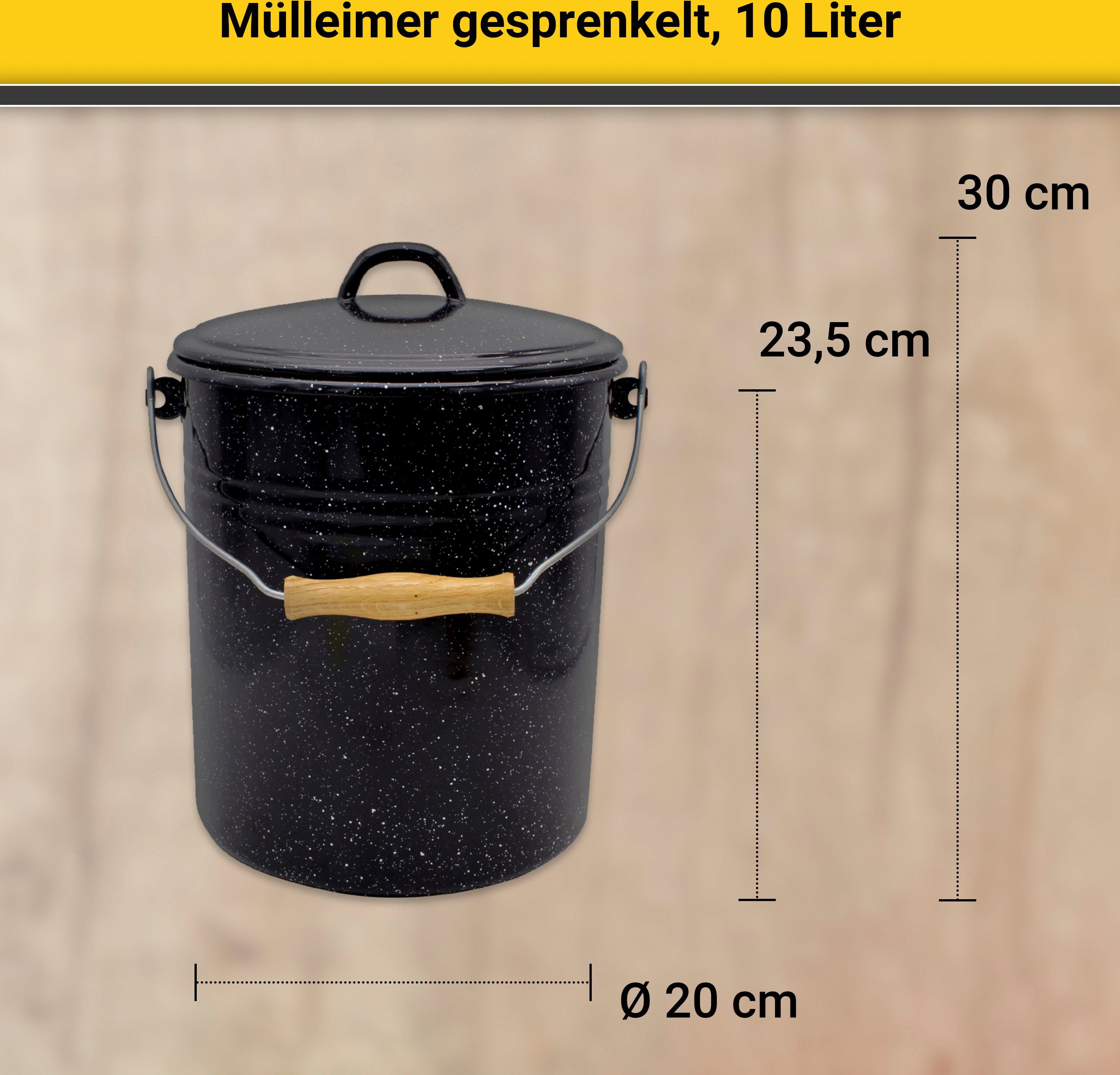 Krüger Vuilnisemmer Emaille prullenbak met deksel Serie Rio snij- / krassbestendige oppervlakte, bacteriewerend, extreem duurzaam (2-delig)