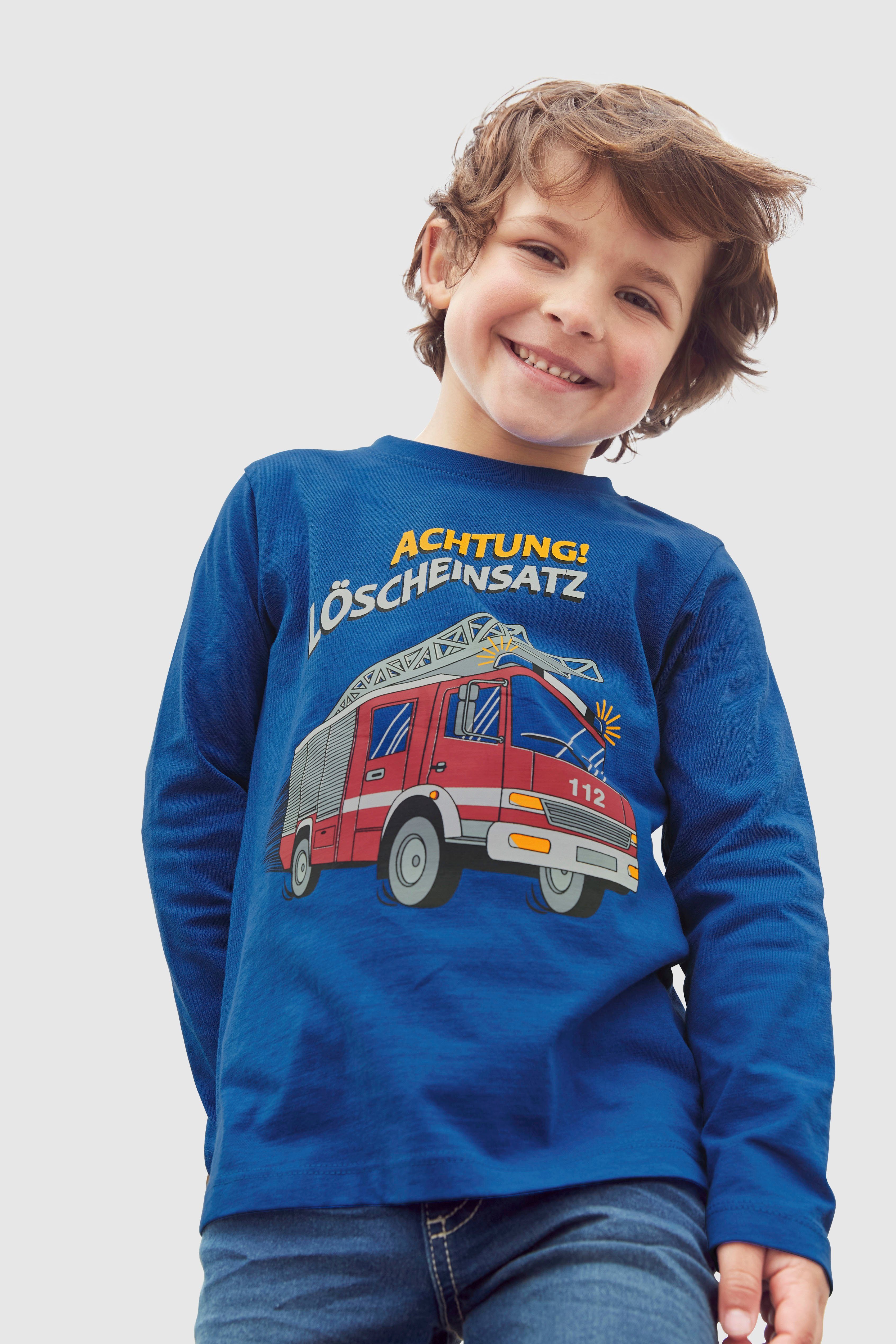 KIDSWORLD Shirt met lange mouwen ACHTUNG LÖSCHEINSATZ Lange mouwen, basic pasvorm, bedrukt,...