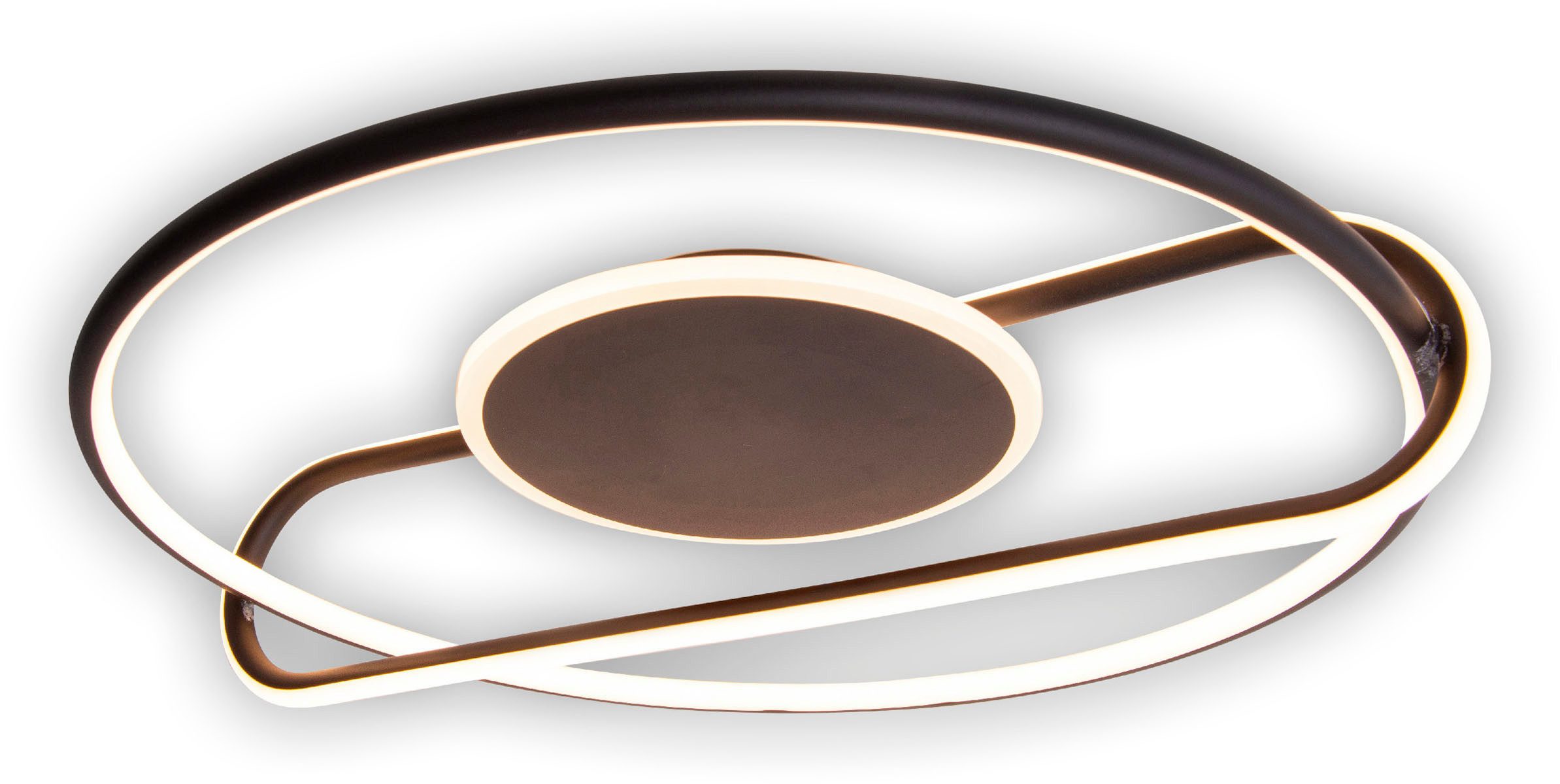näve Led-plafondlamp BRENDAN geometrische combinatie van ellips en cirkel, d: 54cm, warm witte led (1 stuk)