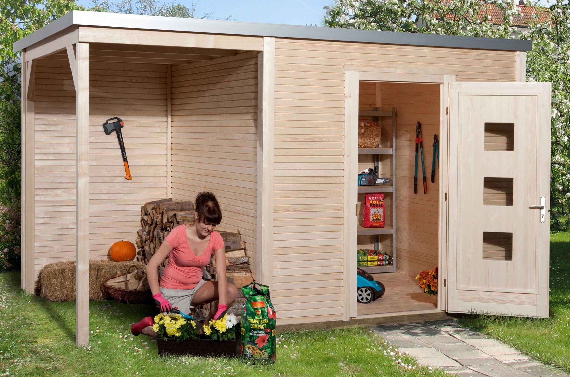 weka Tuinhuisje WekaLine 413A mt. 1 (set) houten tuinhuisjes beige