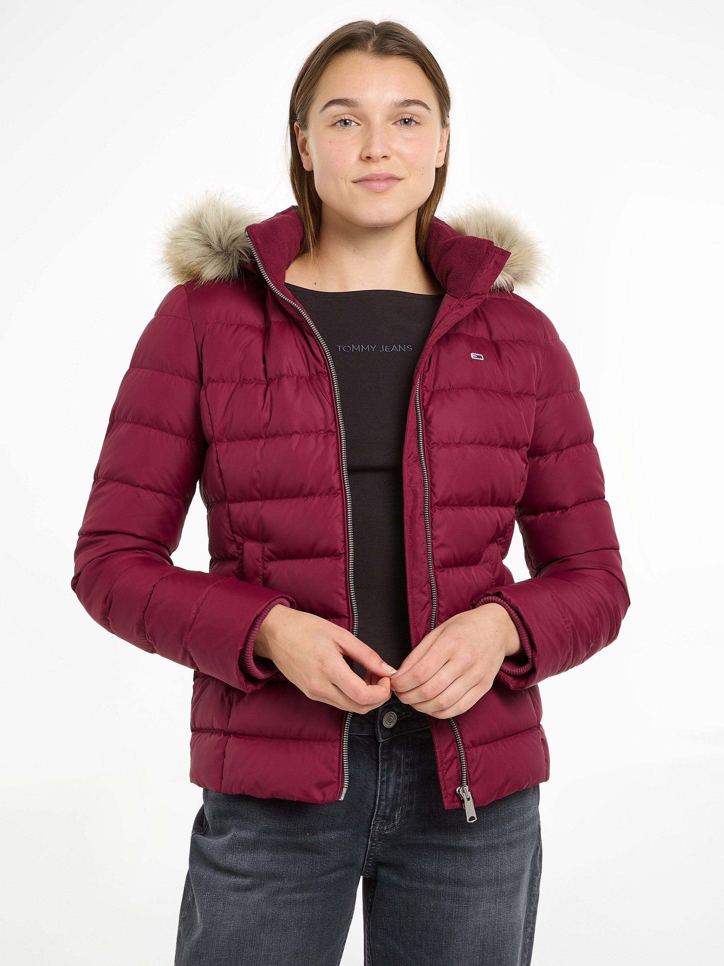 TOMMY JEANS Gewatteerde jas TJW BASIC HOODED DOWN JACKET EXT dames donsjassen maat XL (42) roze