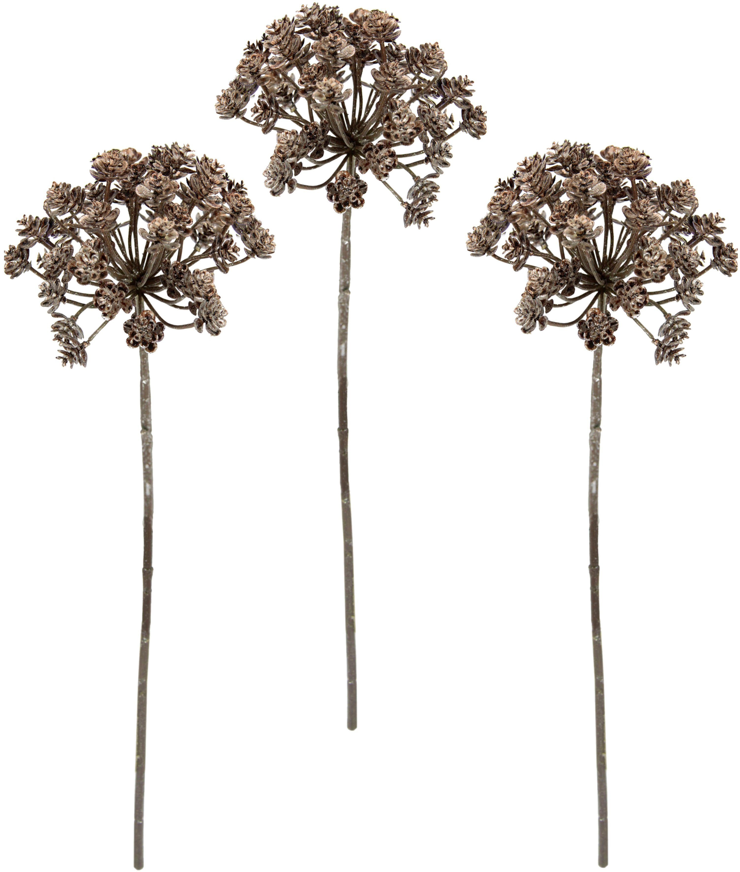 I.GE.A. Kunstbloem Dill Metallic-disteltak, kunsttakken, set van 3 (3 stuks)
