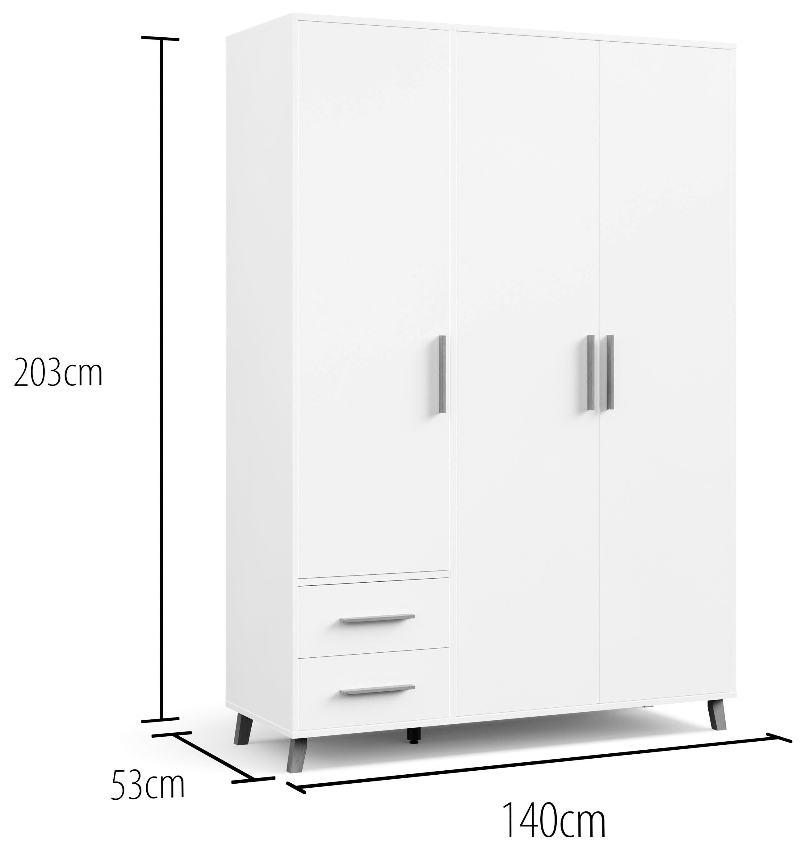 rauch Draaideurkast Kledingkast kast garderobe waskast SHINJO Grepen en voeten van massief hout met 2 lades MADE IN GERMANY