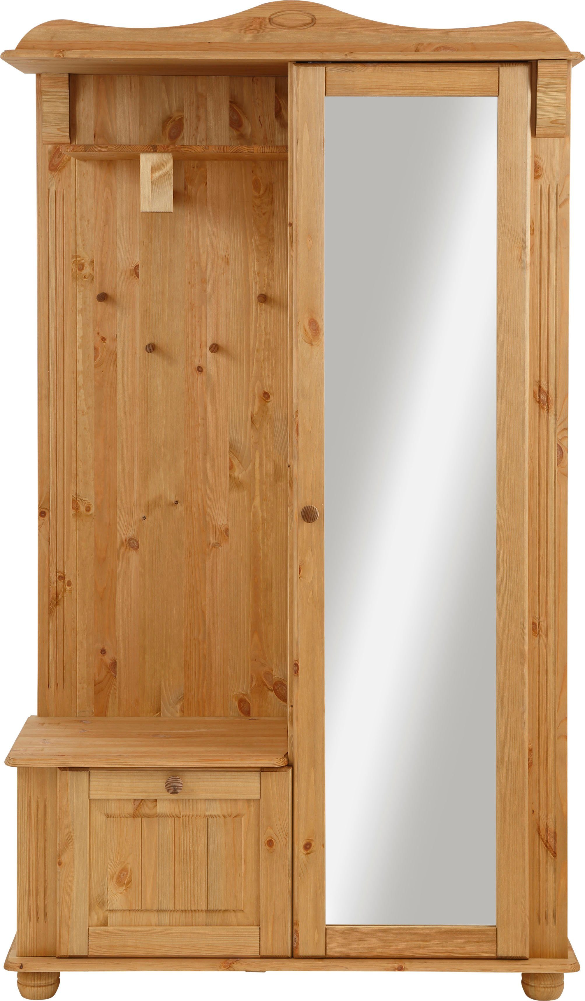 Home affaire Compact kapstokmeubel ADELE Breedte 108 cm, met spiegeldeur, van massief grenen, FSC®