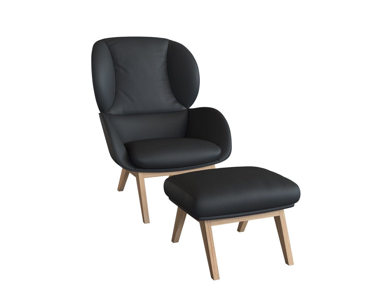 FLEXLUX Hocker Adria Eiken poot, voetenbank/poef voor oorfauteuil