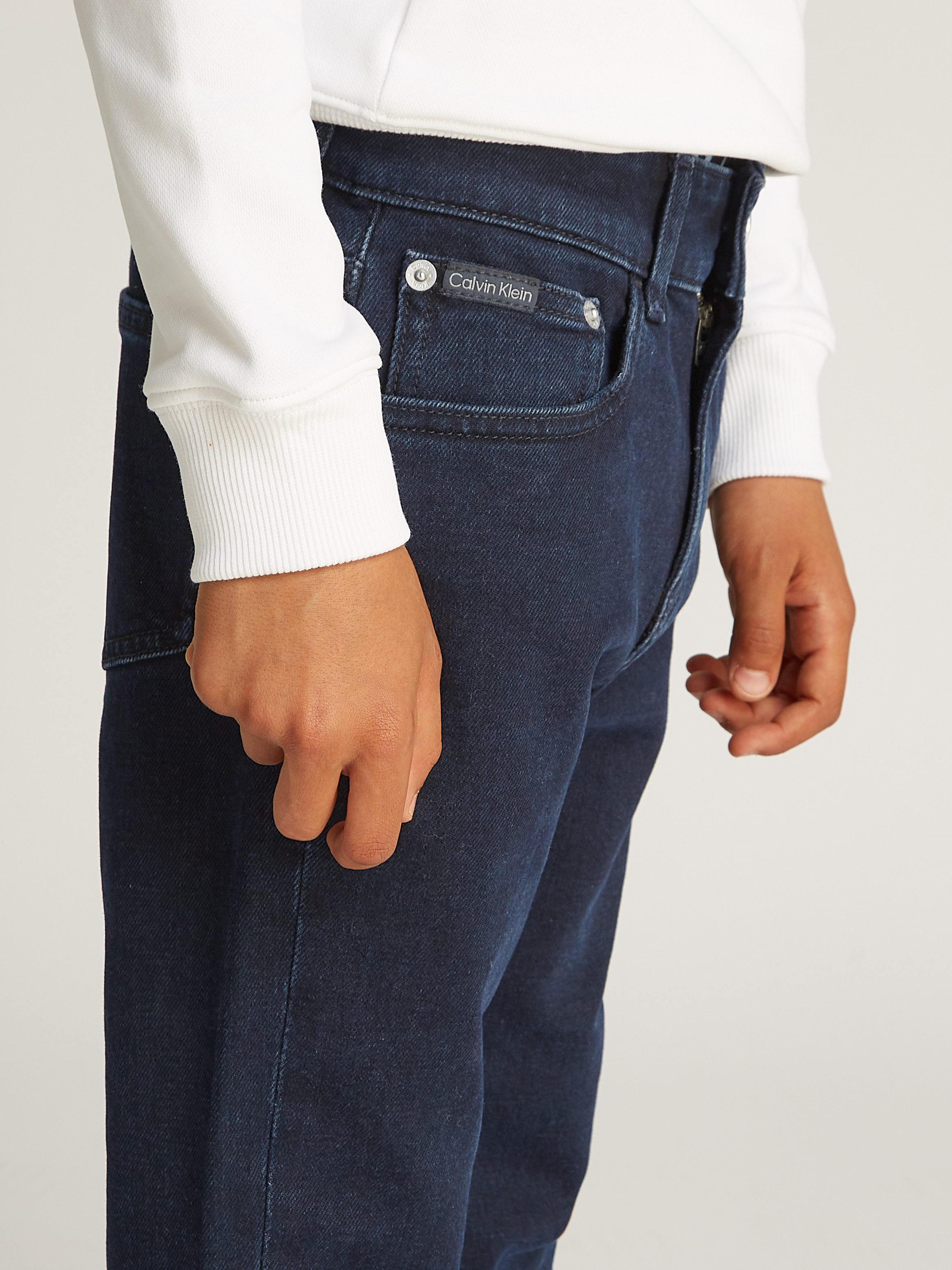 Calvin Klein Dad-jeans BLUE OD BLACK DAD CF voor kinderen tot 16 jaar met leren patch