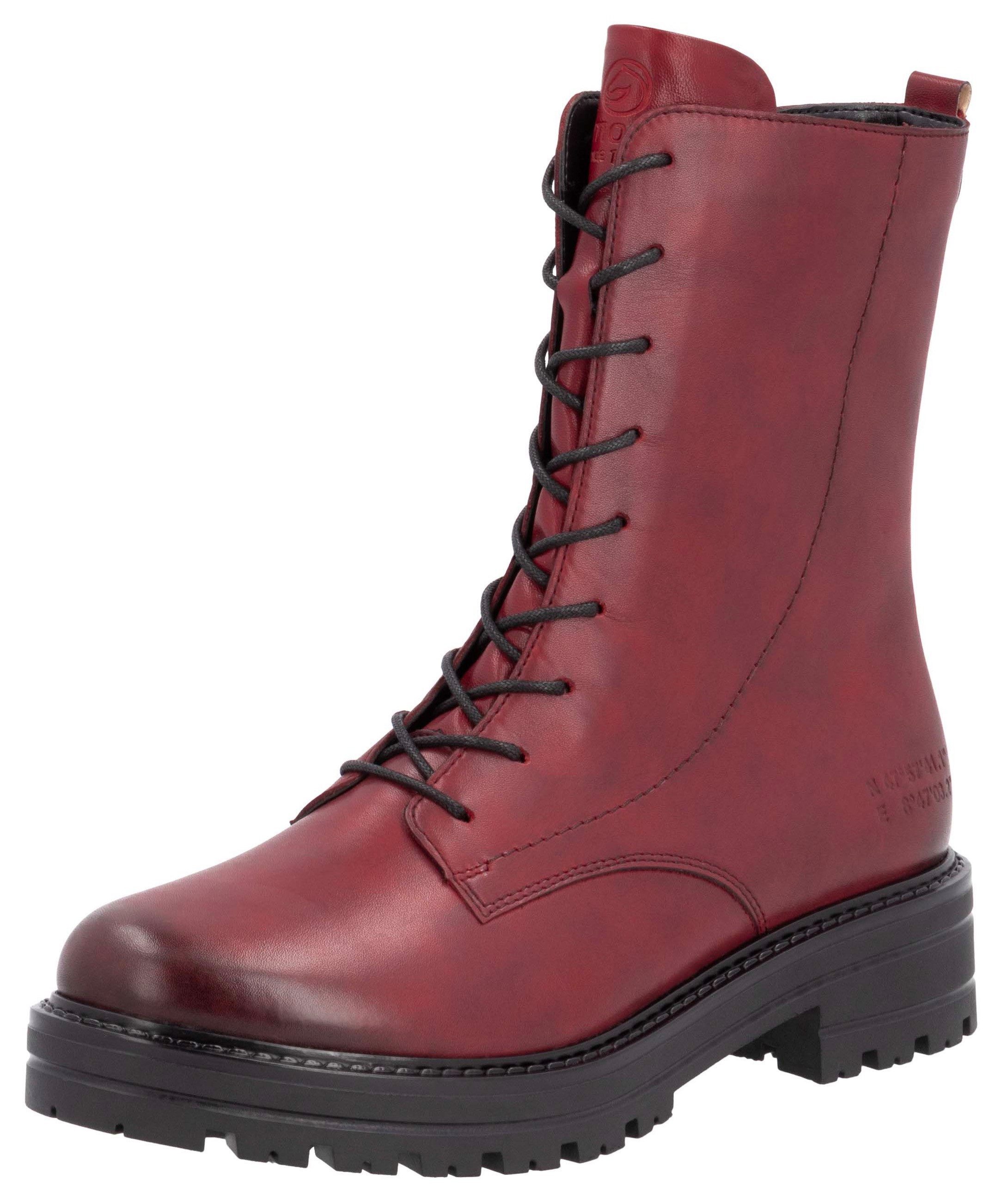 Remonte Veterlaarsjes blokhak, veterschoenen, chunky boots met contrast-raamstiksels