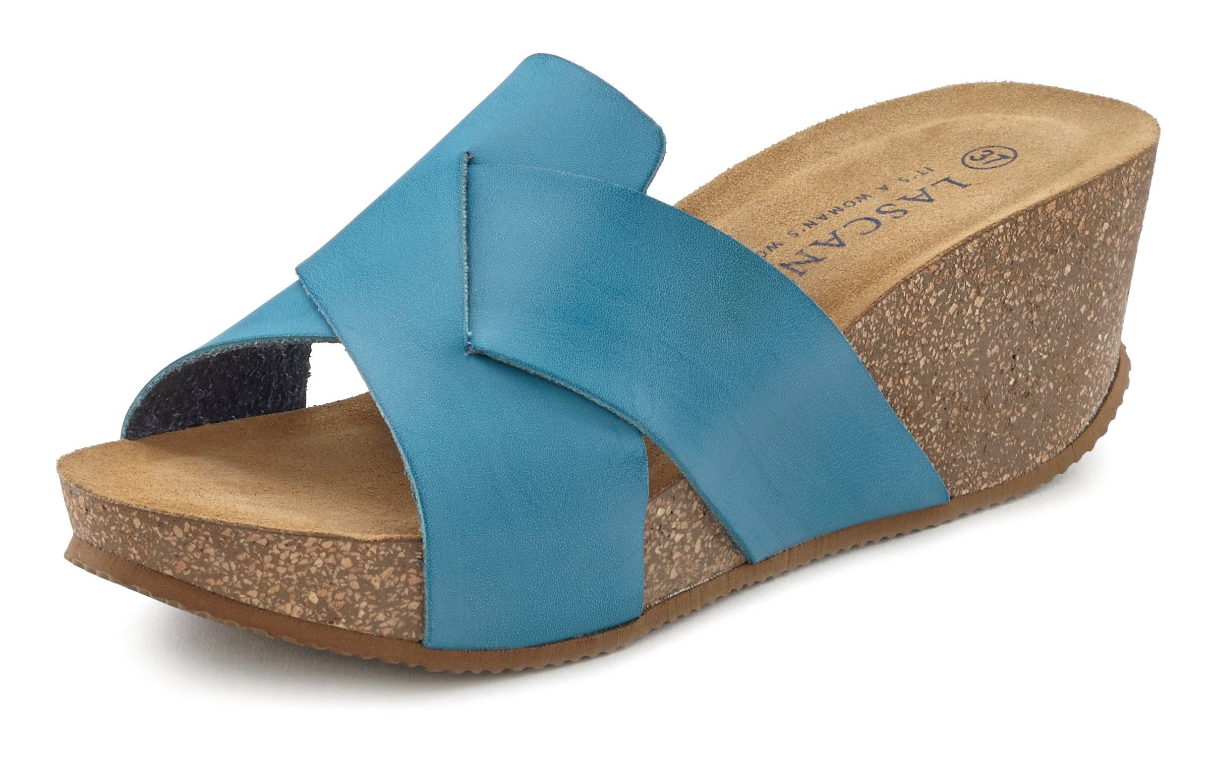 Lascana Slippers Mule, sandaal, open schoen met kurkvoetbed en sleehak