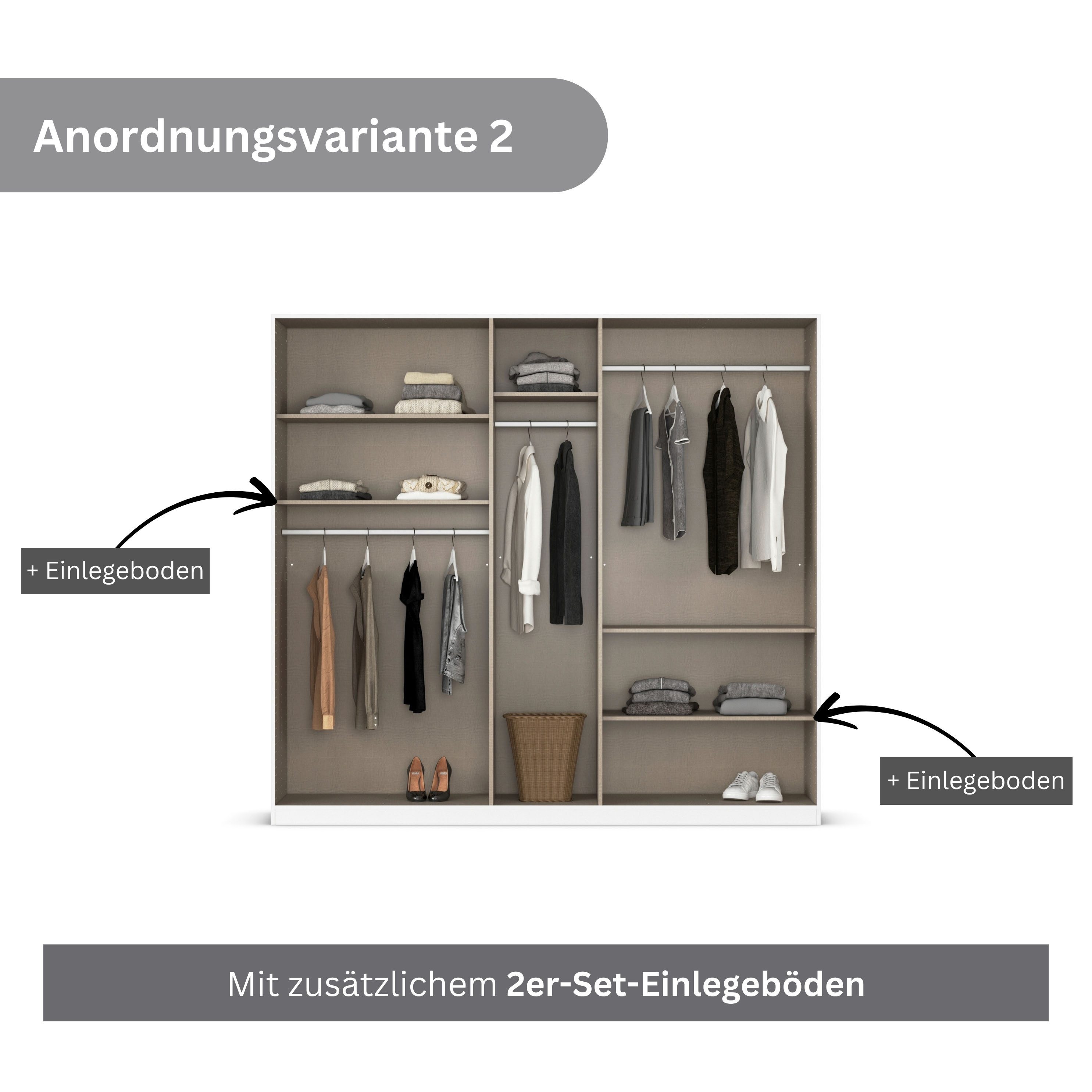 rauch Draaideurkast Kledingkast kast garderobe AGORDO met decor- of hoogglansfront doordachte binnenuitrusting, in 6 breedtes en 2 hoogtes made in germany