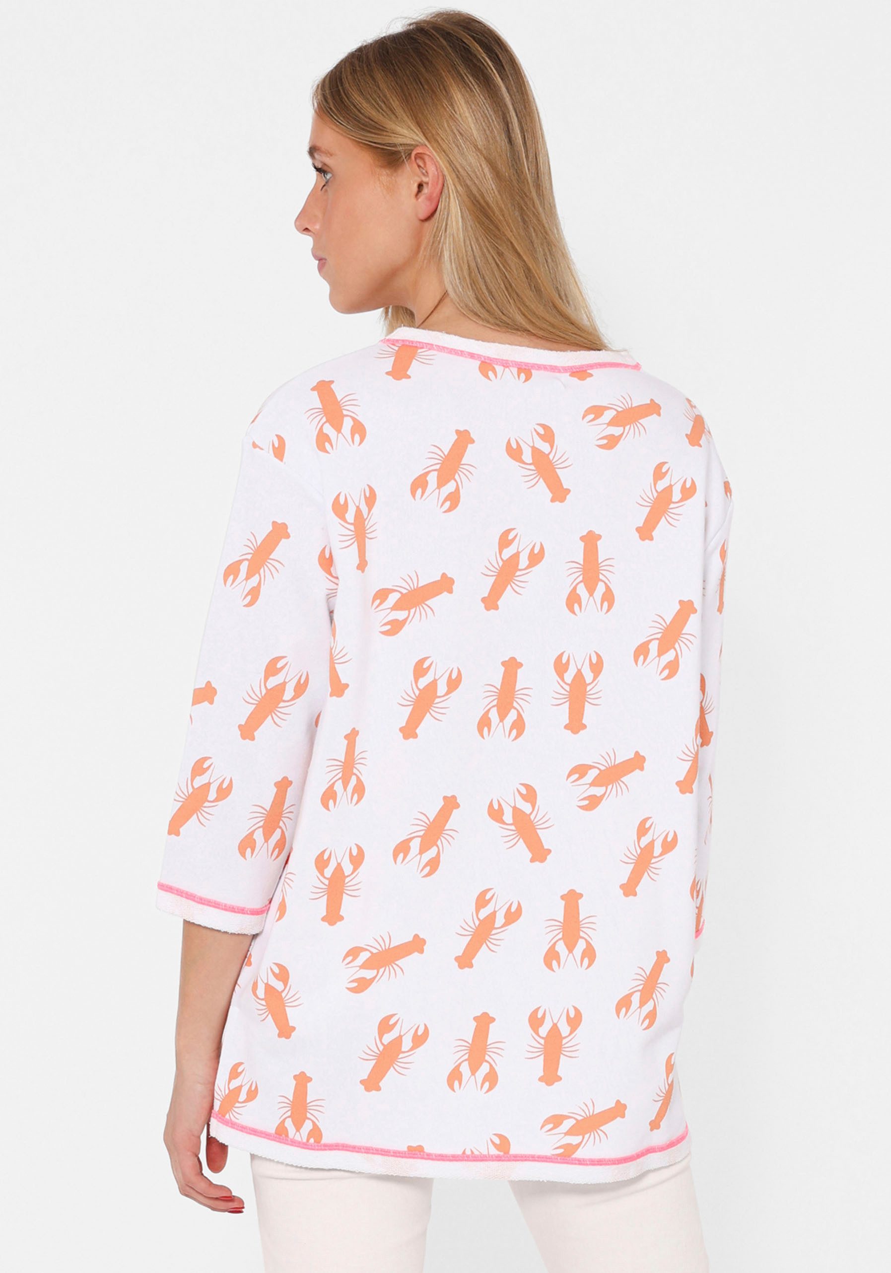 Zwillingsherz Shirt met lange mouwen Shirt "Ocean Sandy Soul" met zebrapatroon en frontmotief, met 3/4 mouw