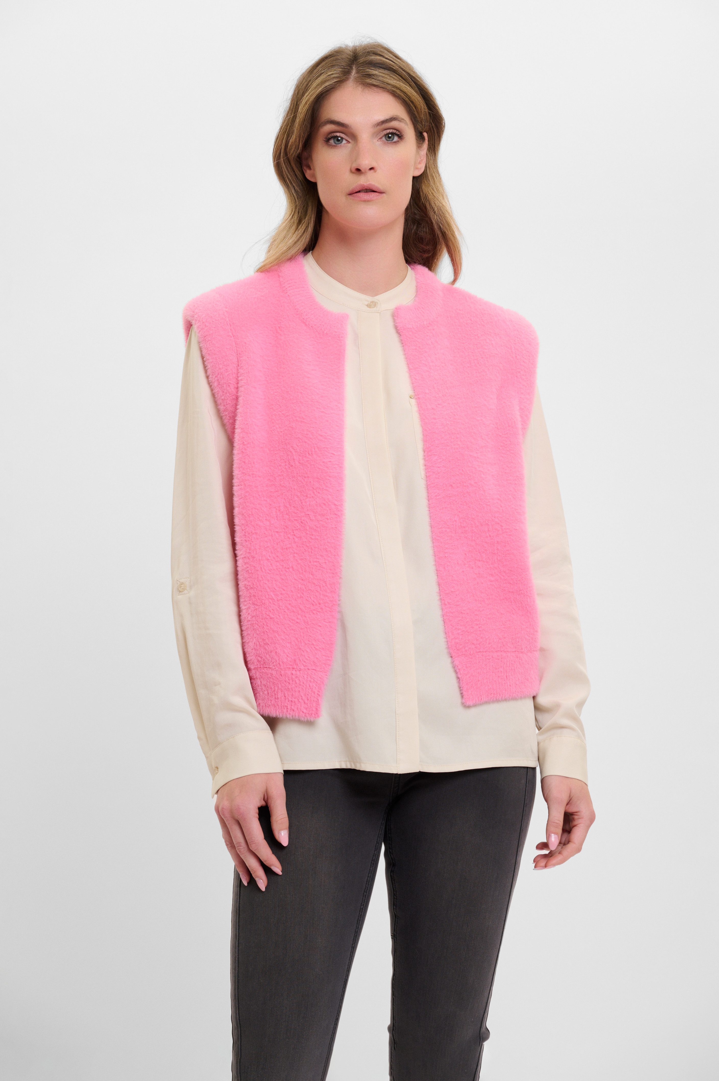 Rino & Pelle Bodywarmer in bont-look Elona zonder sluiting en van pluche dames gilets maat S (36) roze