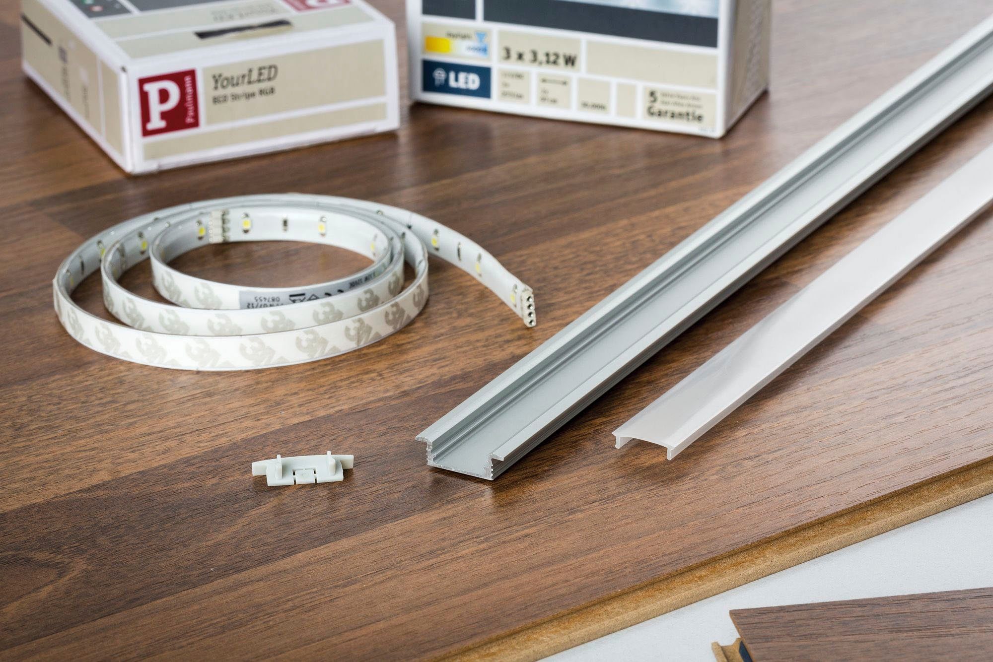 Paulmann Led-strepen Vloer Profiel met Diffuser 100cm Geanodiseerd Alu, Satin, Alu/Kunststof Alu (1 stuk)