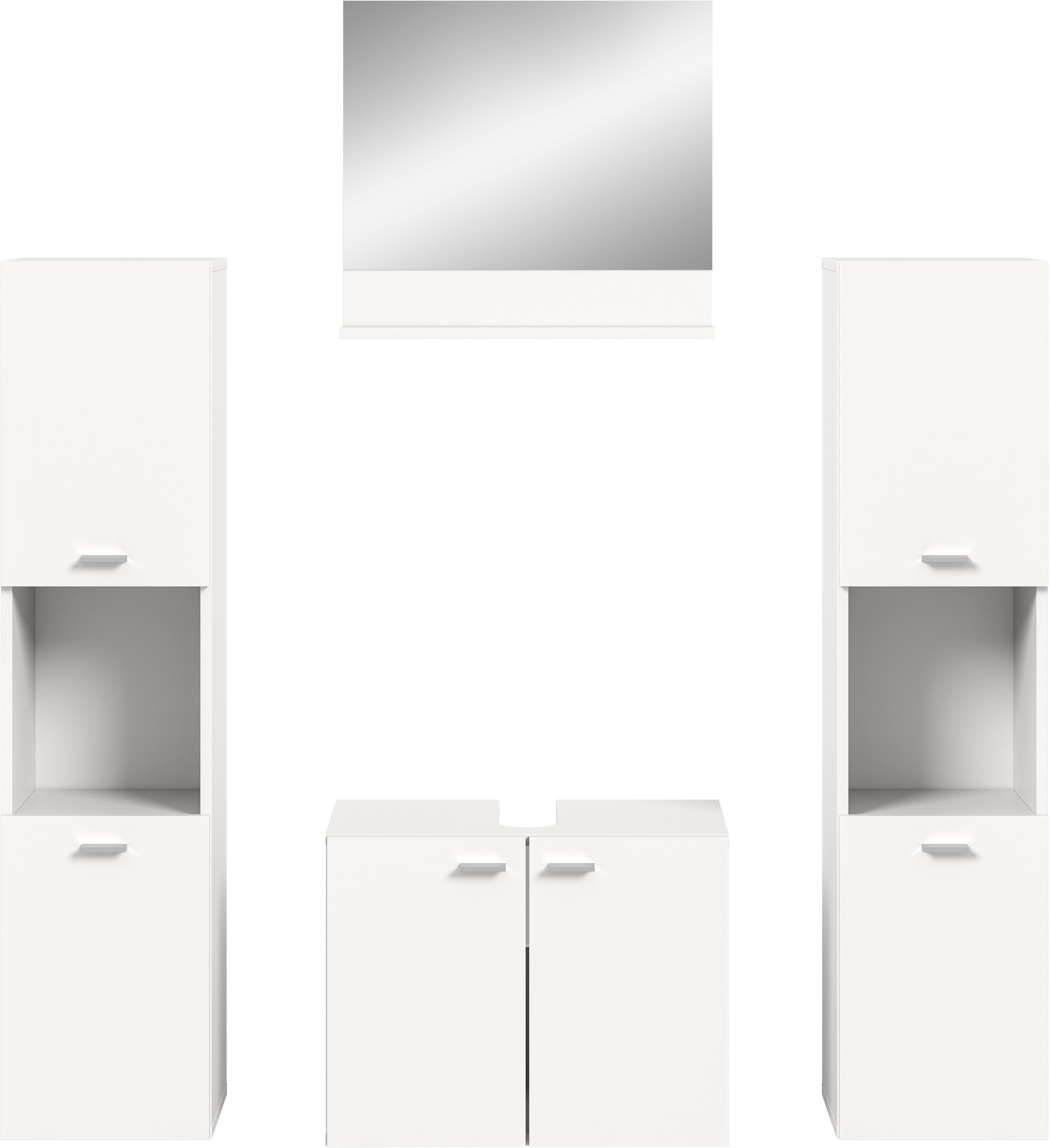 welltime Badmeubelset Tampa, breedte 137cm, 4-delig Wastafelonderkast, spiegel, hoge kast (4 stuks)