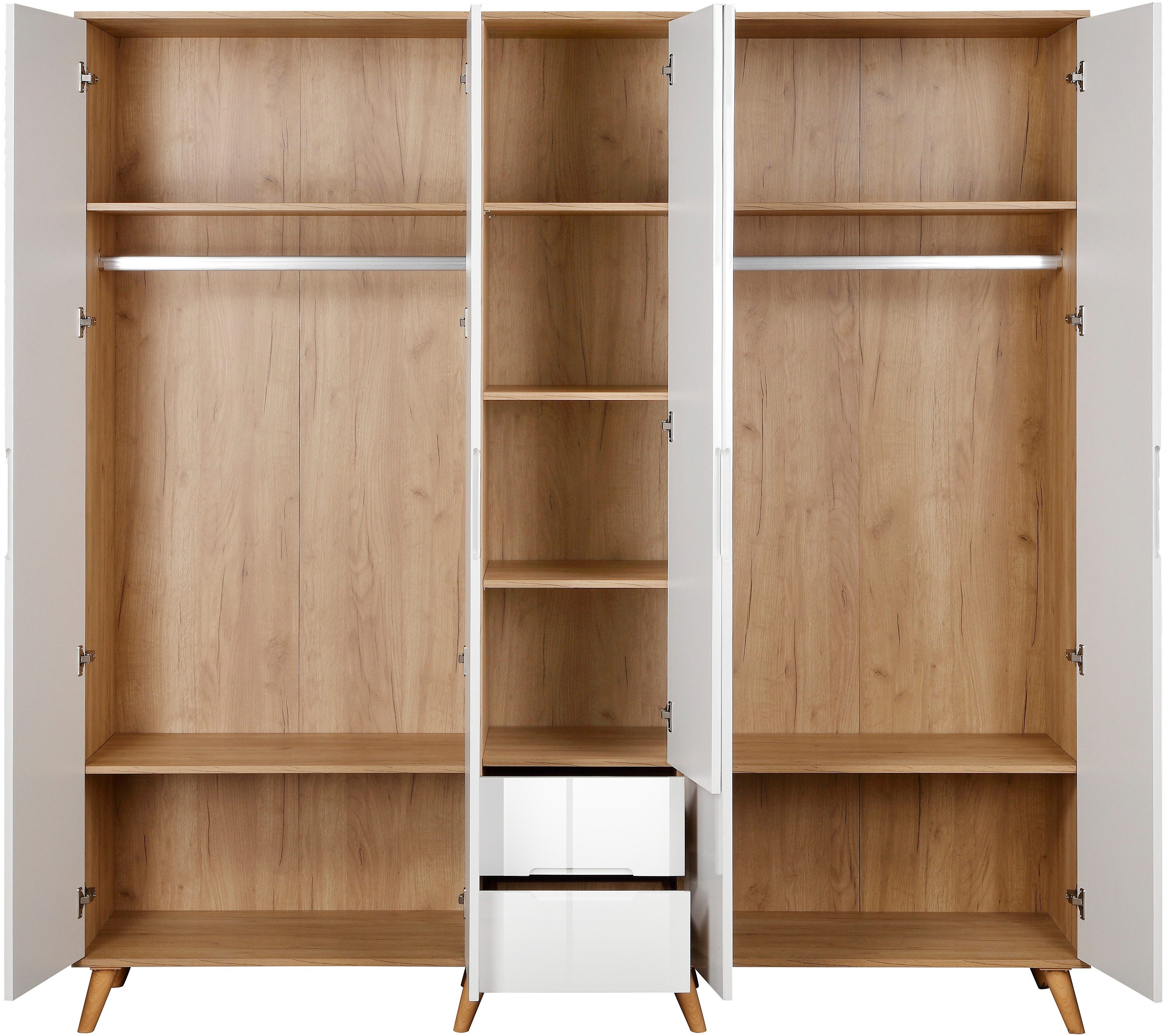andas Kledingkast Lund slaapkamerkast bestseller in Scandinavisch design Kledingkast met premium binneninrichting, breedte 200 cm hoogglans