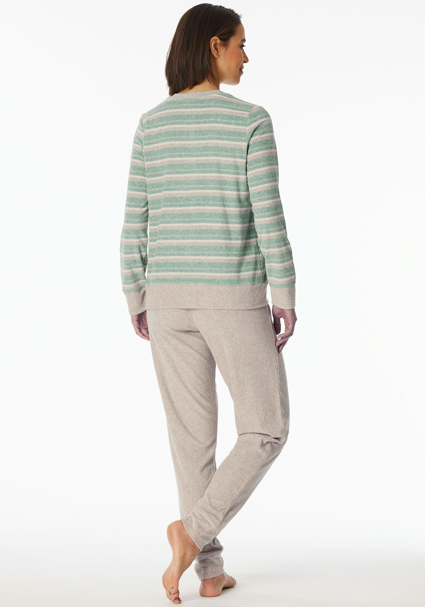Schiesser Pyjama Casual Essentials met contrastbeleg bij de hals (2-delig)