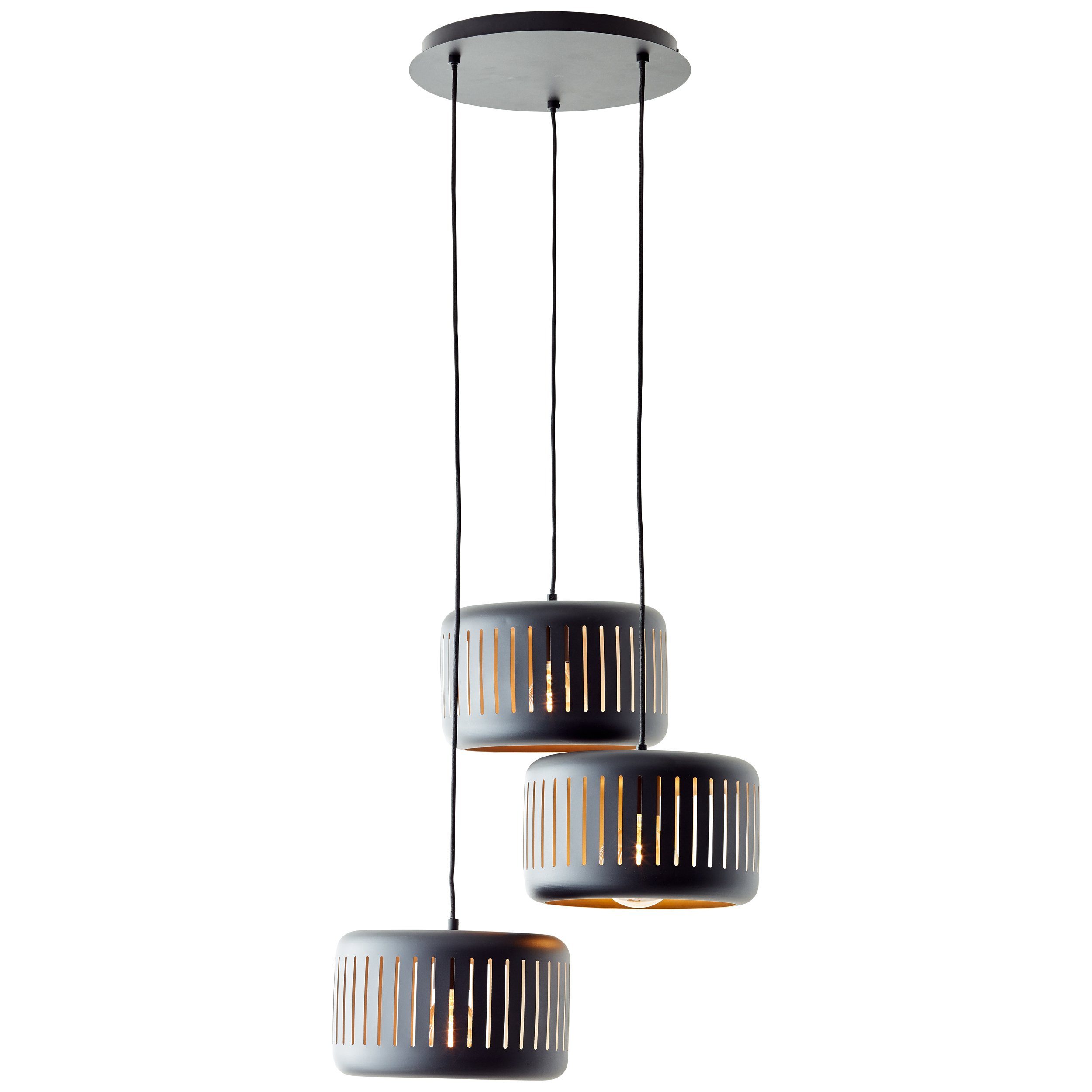 Brilliant Leuchten Hanglamp Tyas 120 x 52 cm, 3 x e27, inkortbaar, metaal, zwart/goudkleurig (1 stuk)