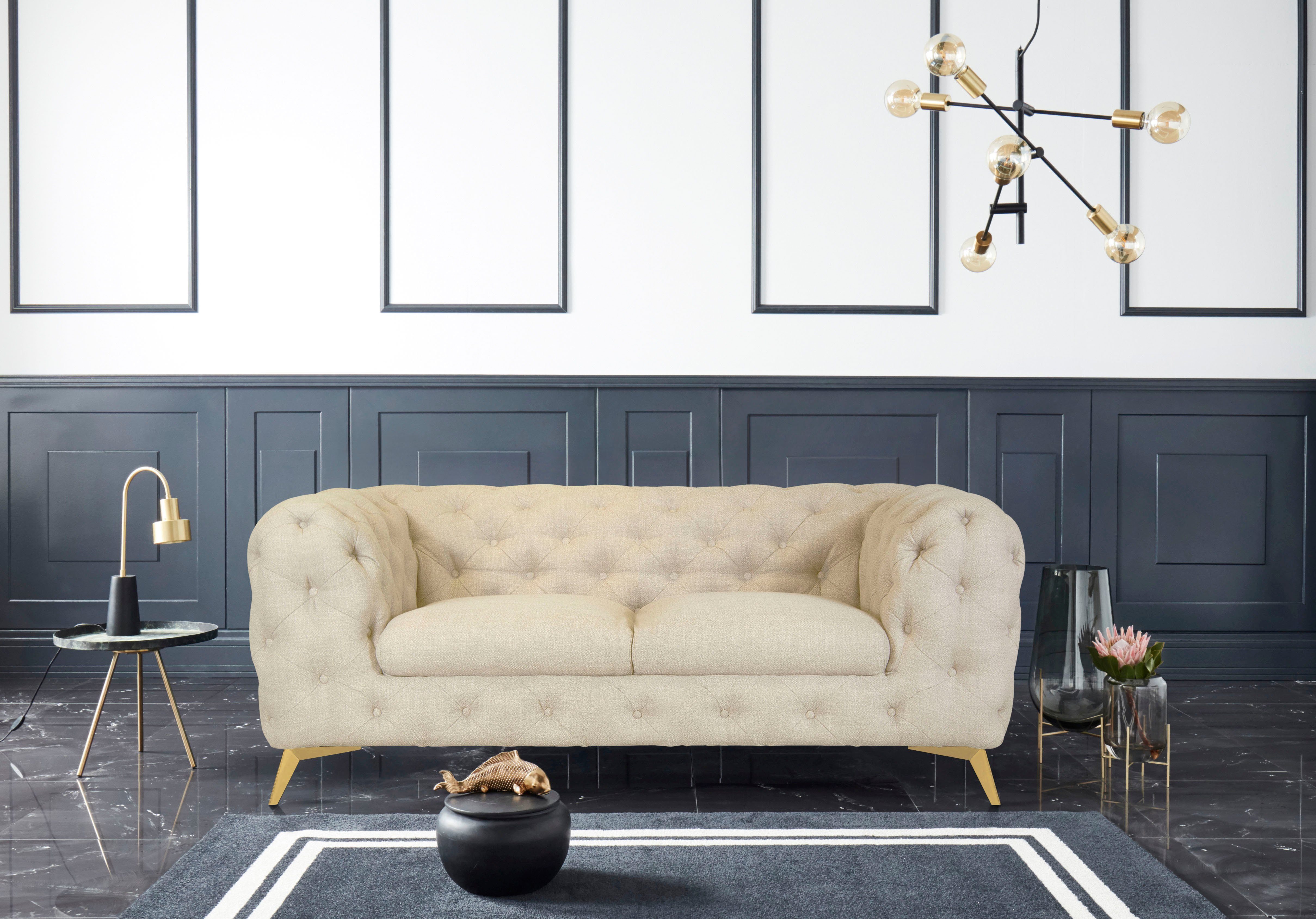 Leonique Chesterfield-bank Glynis luxueuze capitonnage, moderne chesterfield look, kleur van de poten ter keuze