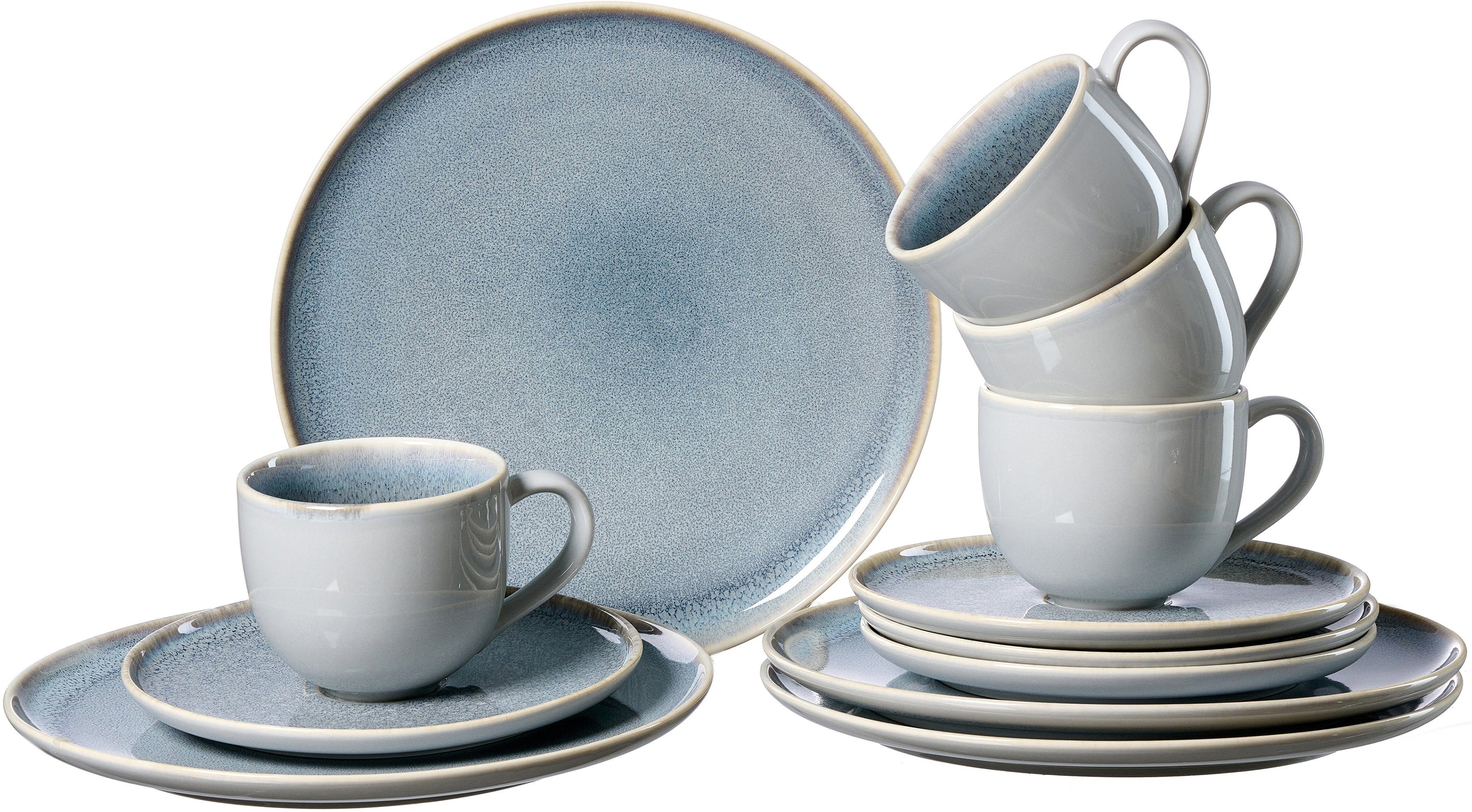 Ritzenhoff & Breker Koffieservies Serviesset, servies Skagen Stone Reactief glazuur, 12 delen, voor 4 personen (set, 12-delig)