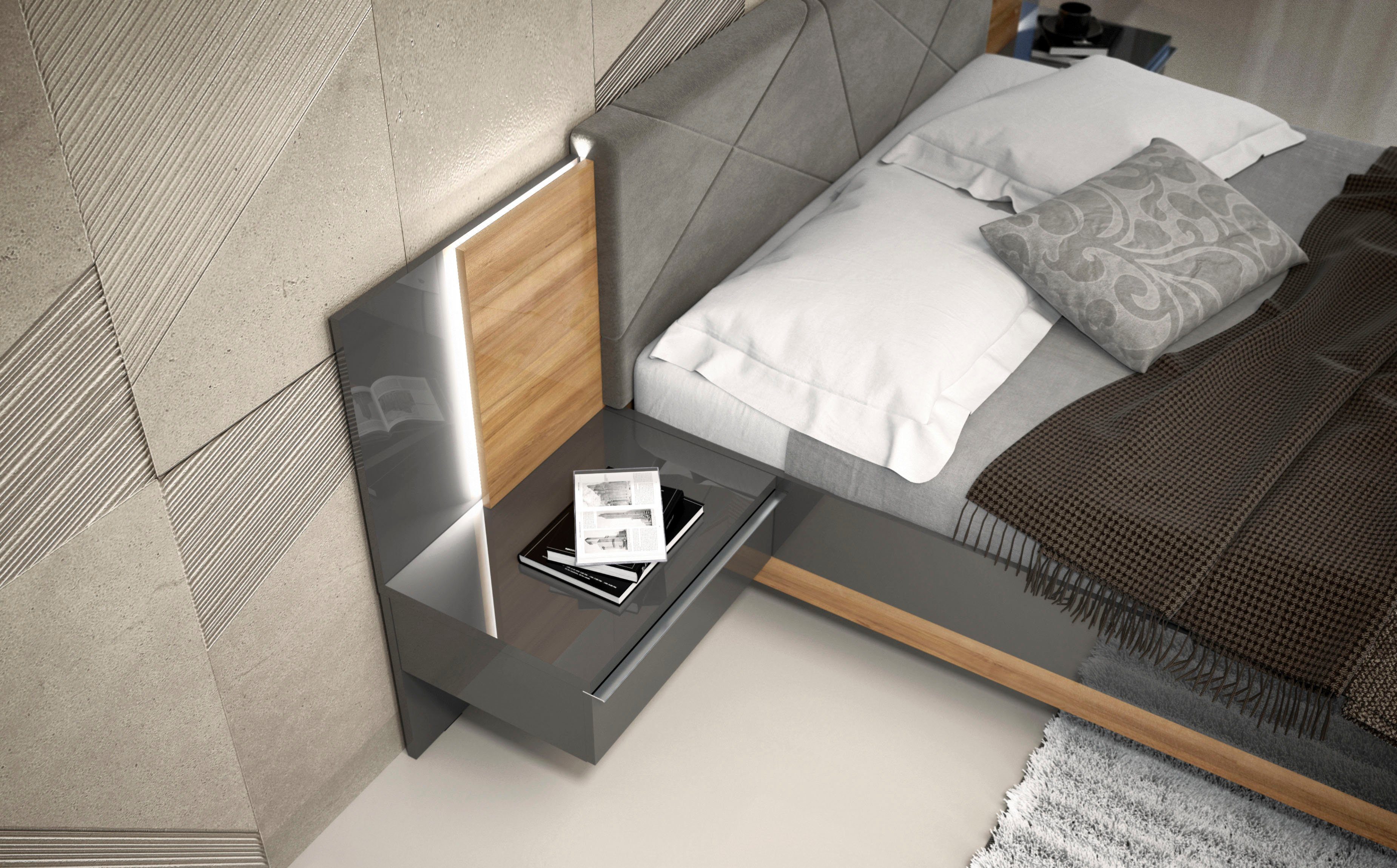 Places of Style Nachtkastje Onyx UV gelakt, met soft-closefunctie, met ledverlichting