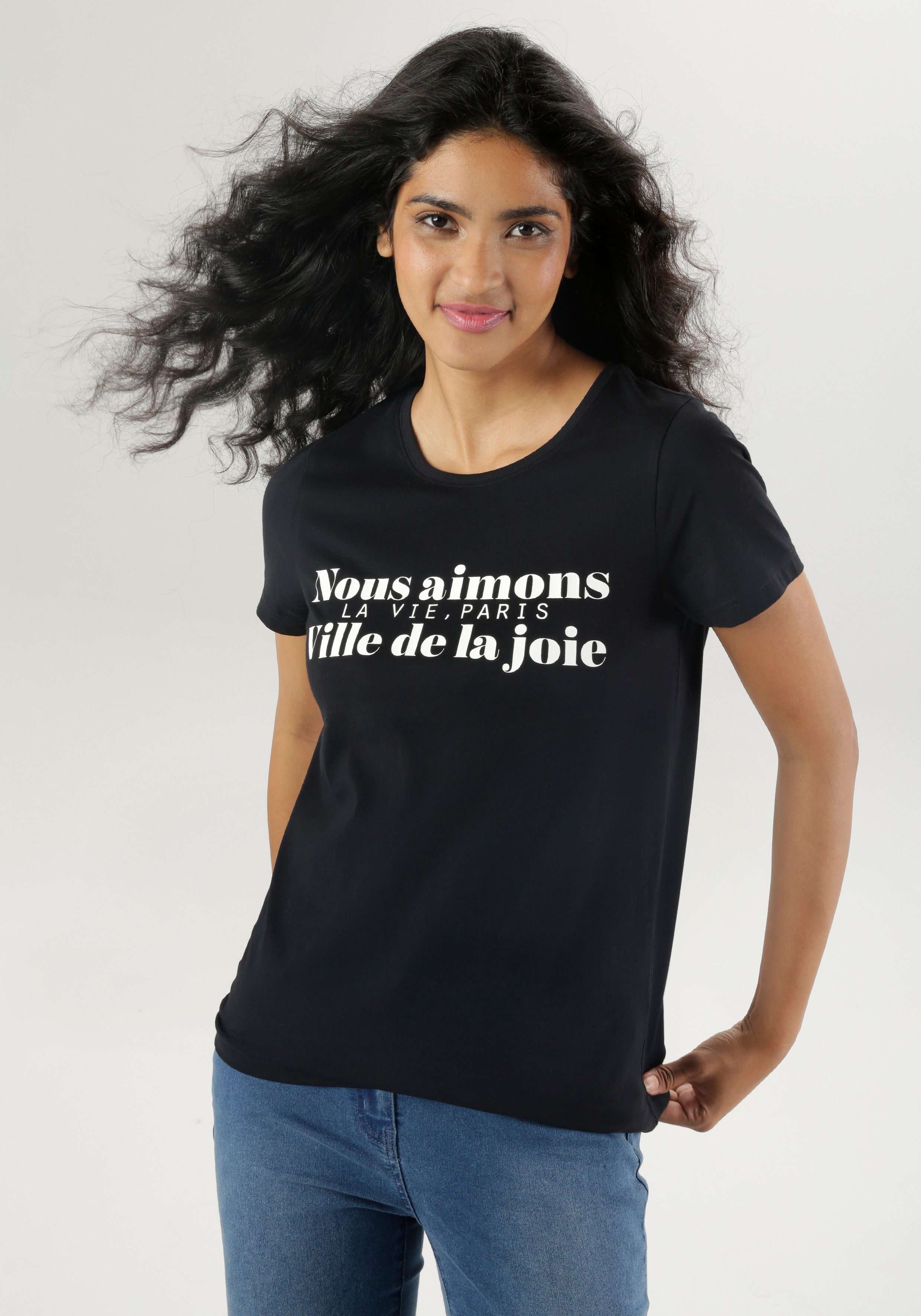 Aniston SELECTED T-shirt in tijdloos zwart-wit