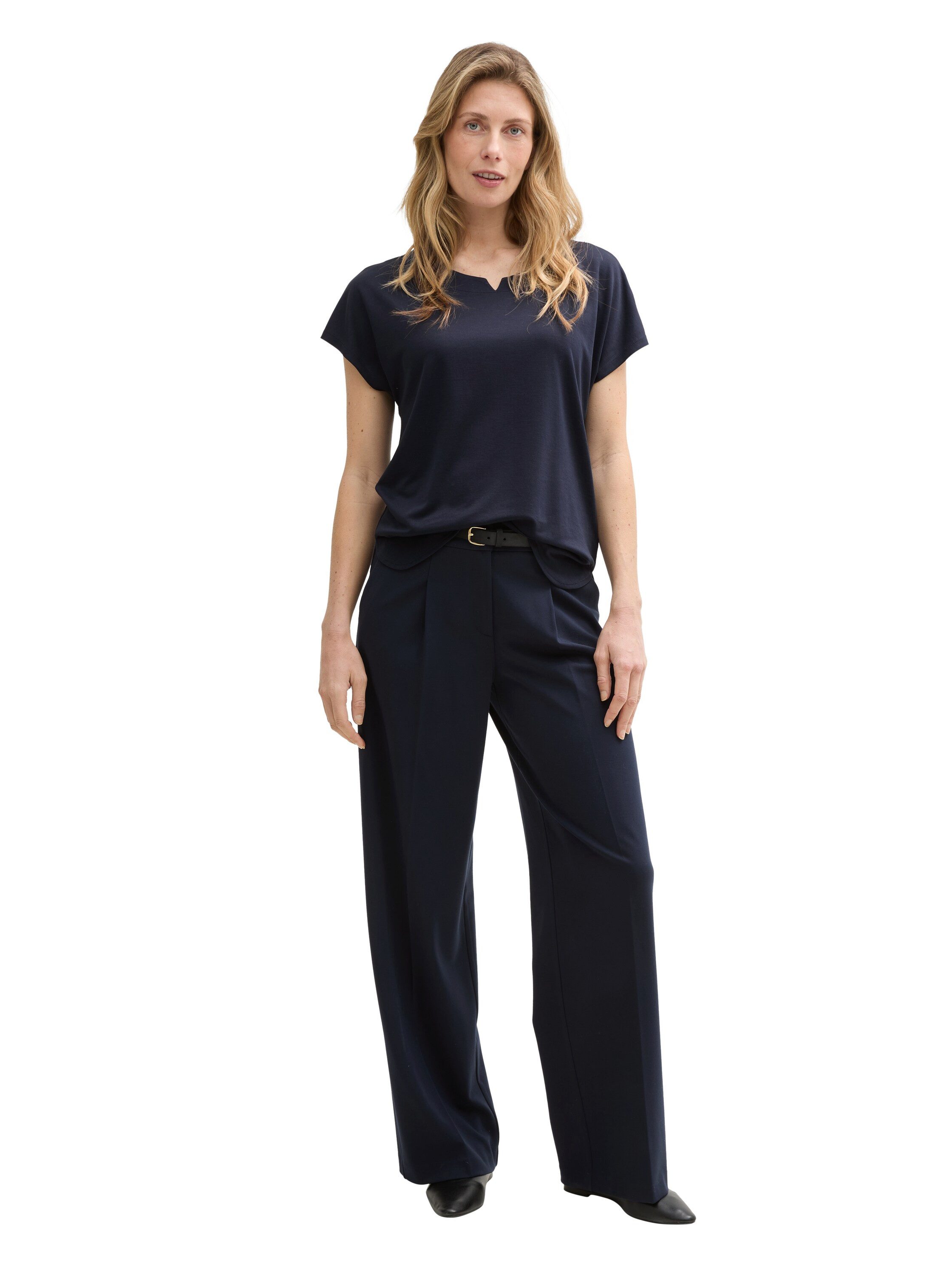Tom Tailor T-shirt met gesplitste ronde halslijn