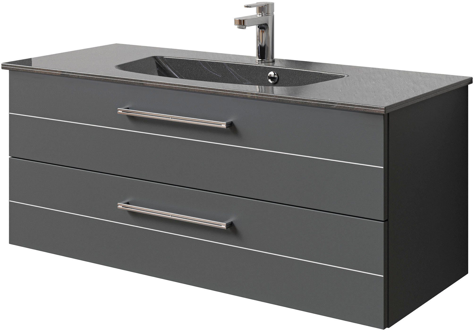 Saphir Wastafelonderkast Serie 6025 Mineralmarmor-Waschtisch mit Unterschrank, 117 cm breit (2-delig