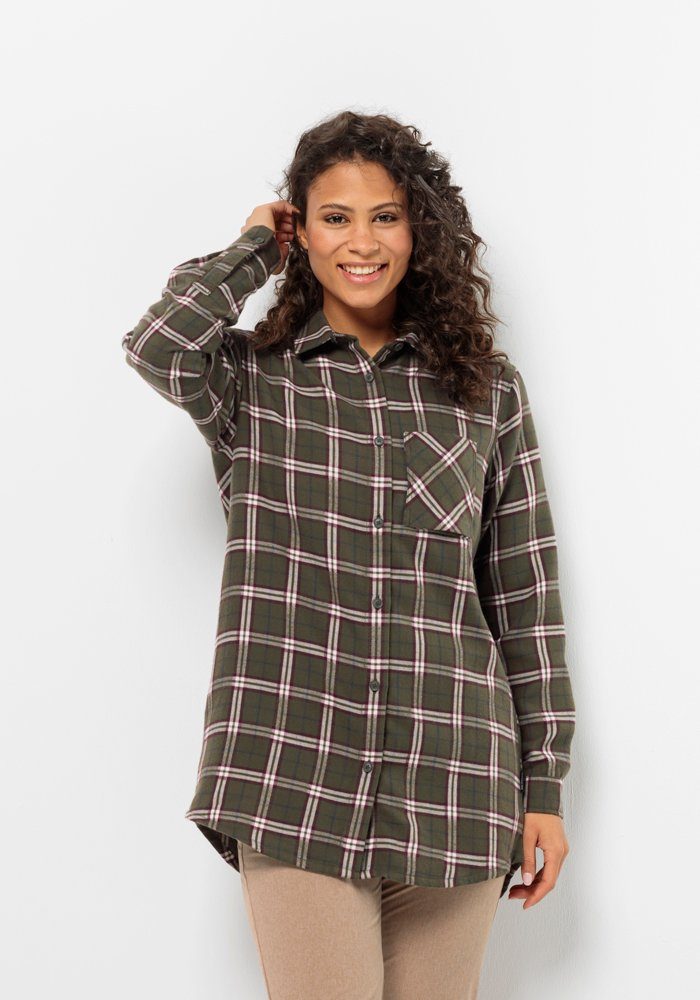 Jack Wolfskin Flanellen blouse MORGENLUFT SHIRT W dames flanellen blouses maat L (42/44) groen