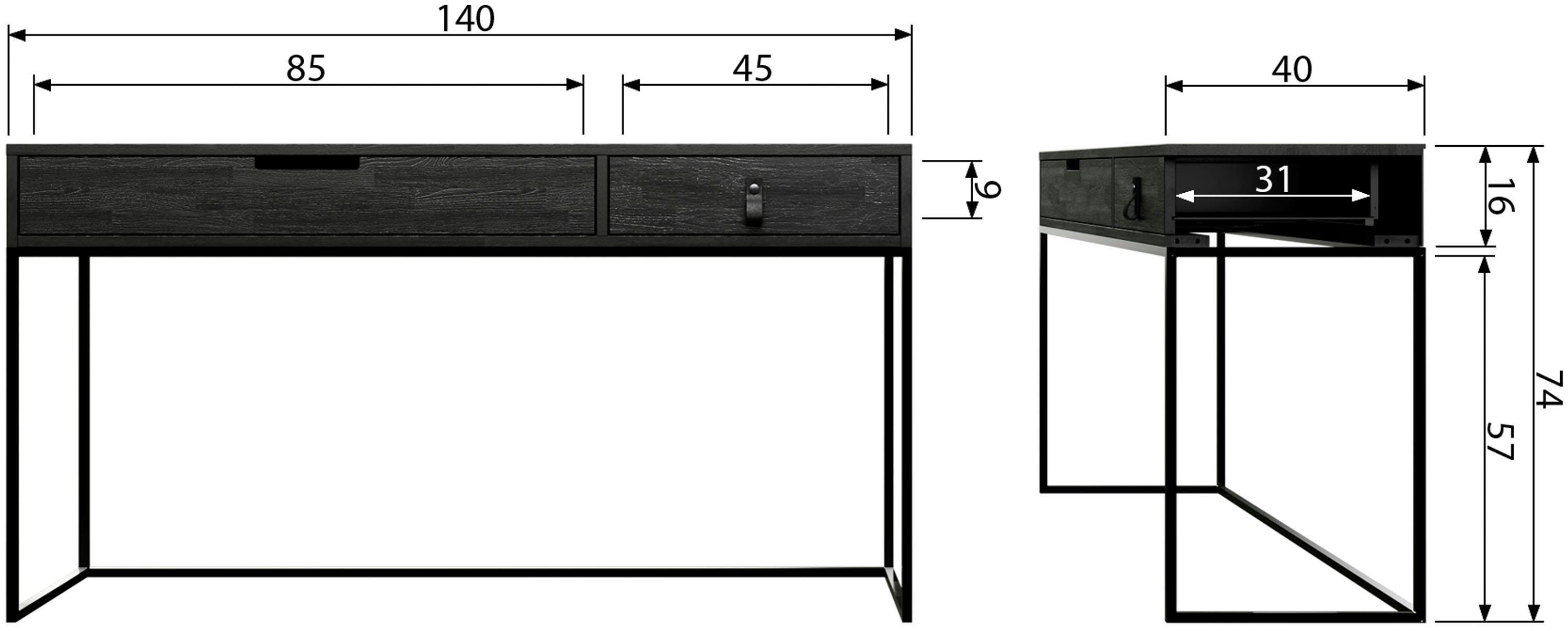 WOOOD Bureau Silas veel opbergruimte, twee lades, h 74 cm x b 140 cm